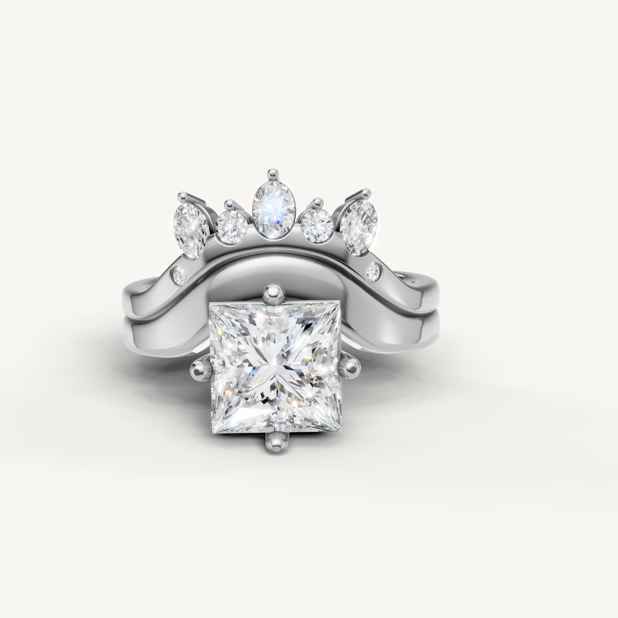 Raul Diamonds Princess Cut Lab Grown Diamond Bridal Set in 14K White Gold