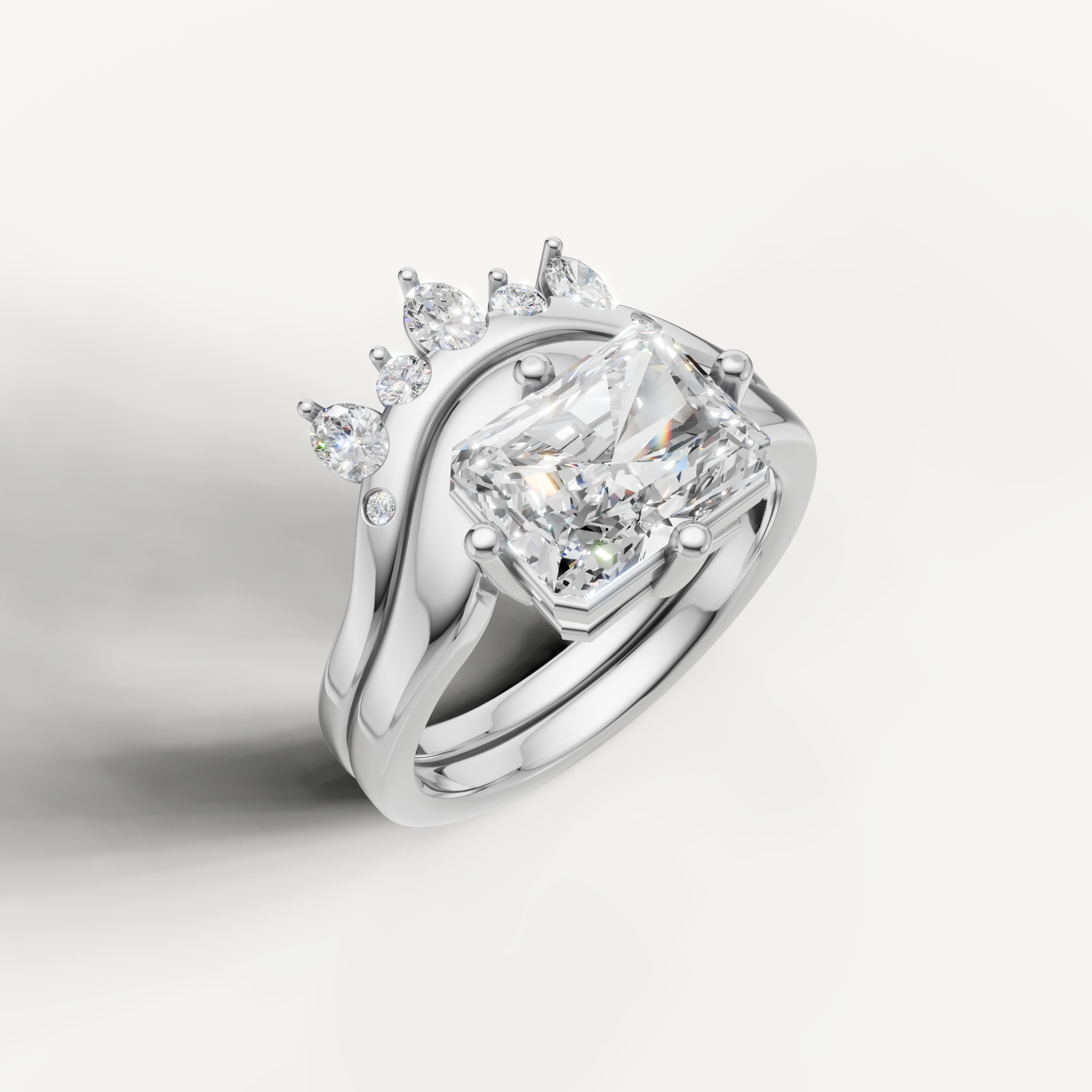 Raul Diamonds Radiant Cut Lab Grown Diamond Bridal Set in 14K White Gold