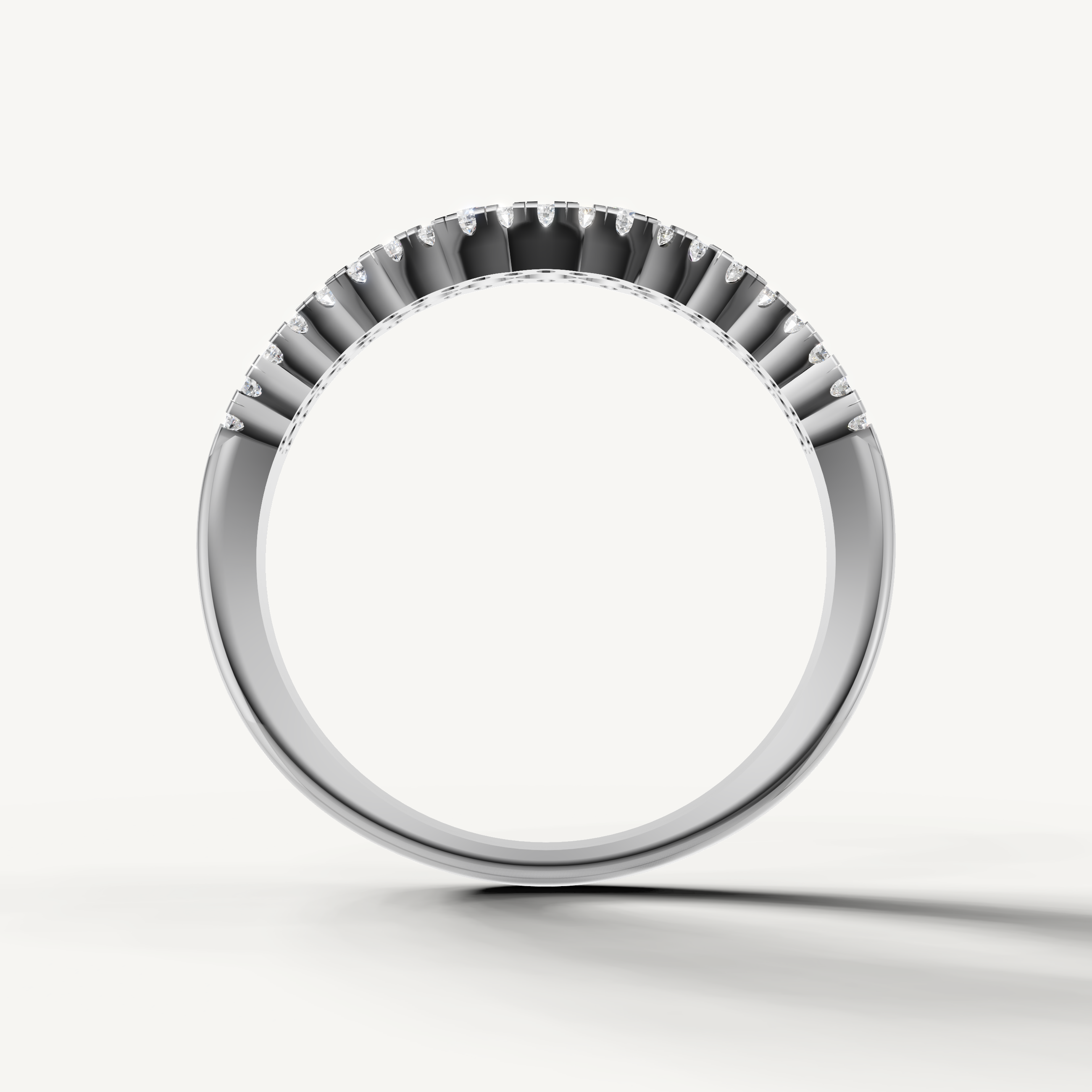 Contemporary white gold diamond wedding band with pavé design by Raul Diamonds