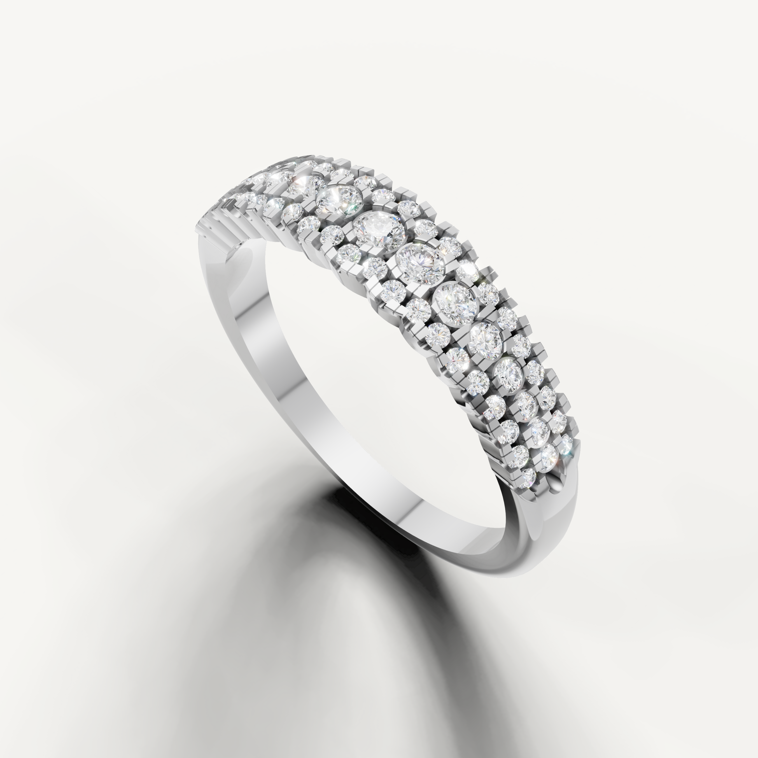 Luxury white gold anniversary band featuring intricate diamond detailing from Raul Diamonds