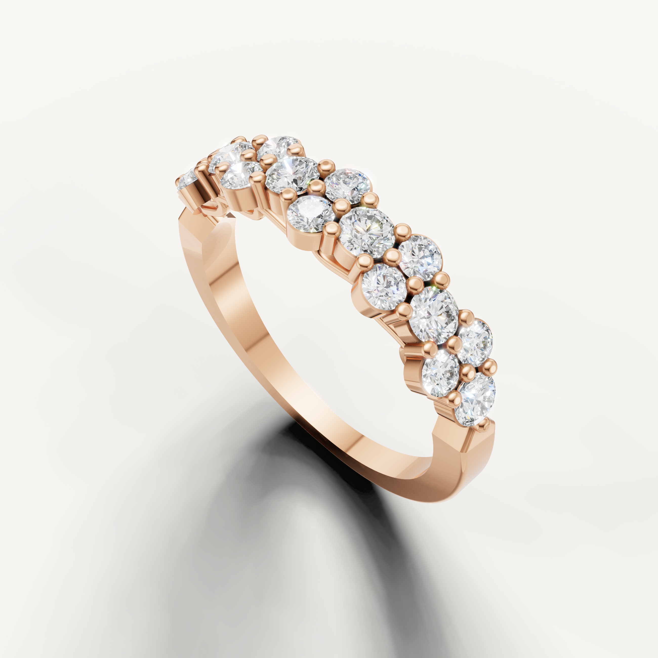Designer rose gold anniversary band featuring floral diamond detailing from Raul Diamonds