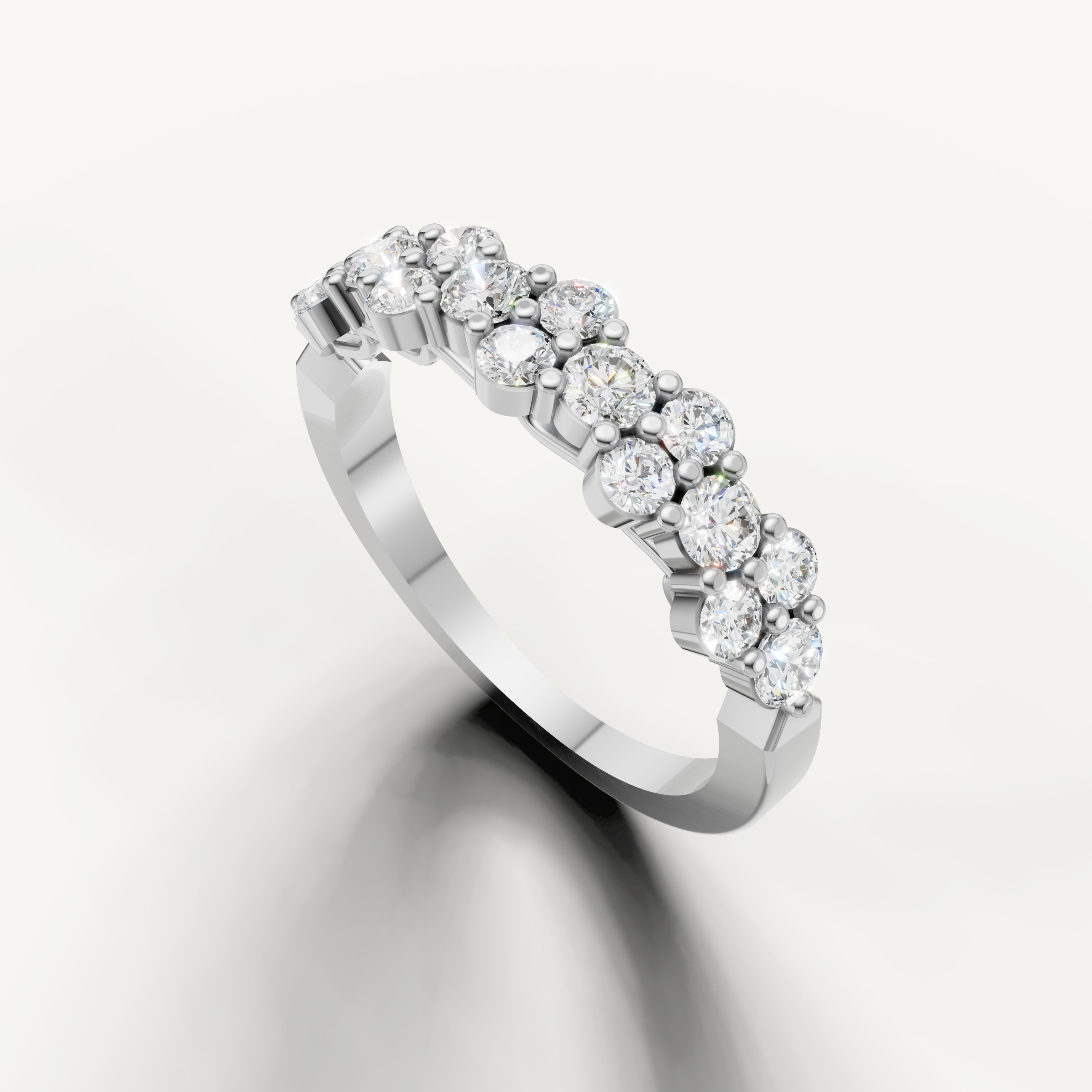 Luxury white gold anniversary band featuring sparkling floral diamond design from Raul Diamonds
