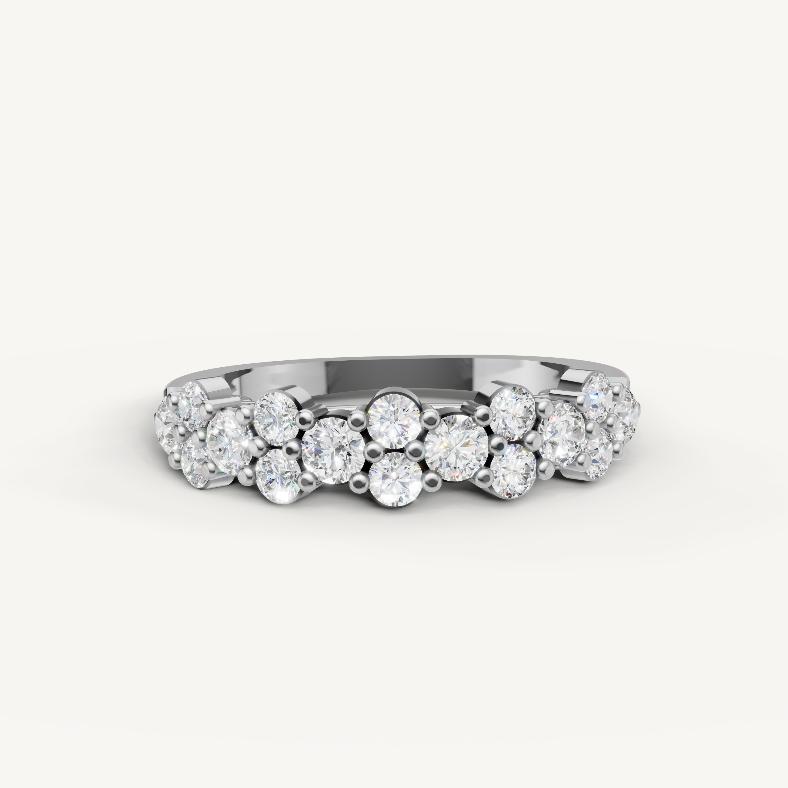 Raul Diamonds white gold floral diamond wedding band with round brilliant diamonds