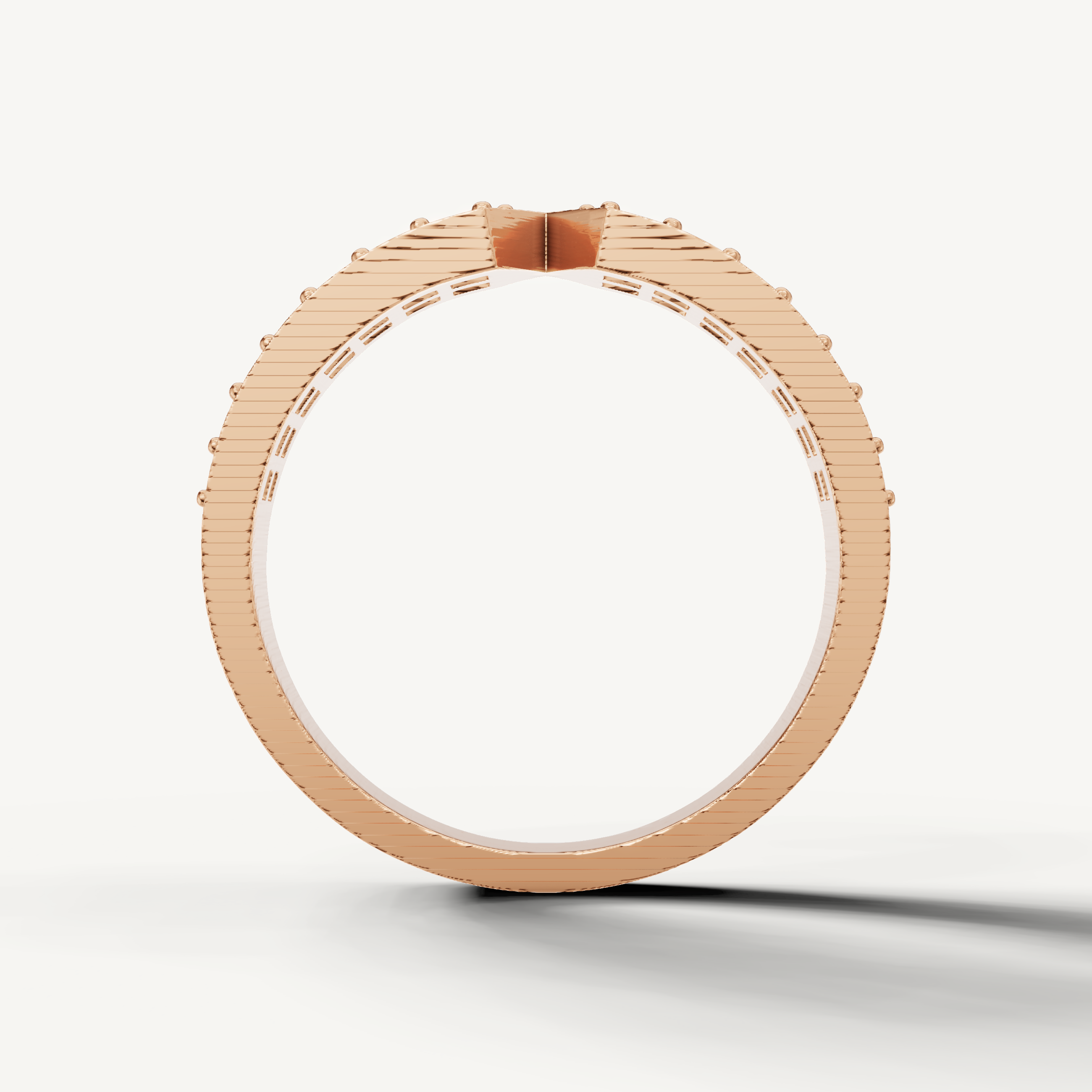 Premium rose gold diamond wedding band with open center geometric style by Raul Diamonds