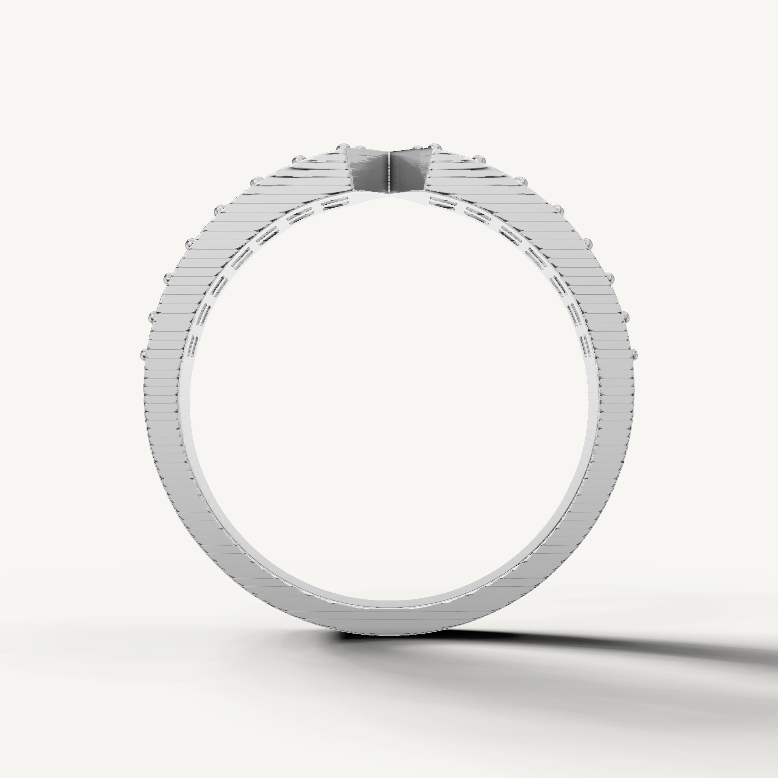 Contemporary white gold geometric diamond wedding band crafted by Raul Diamonds