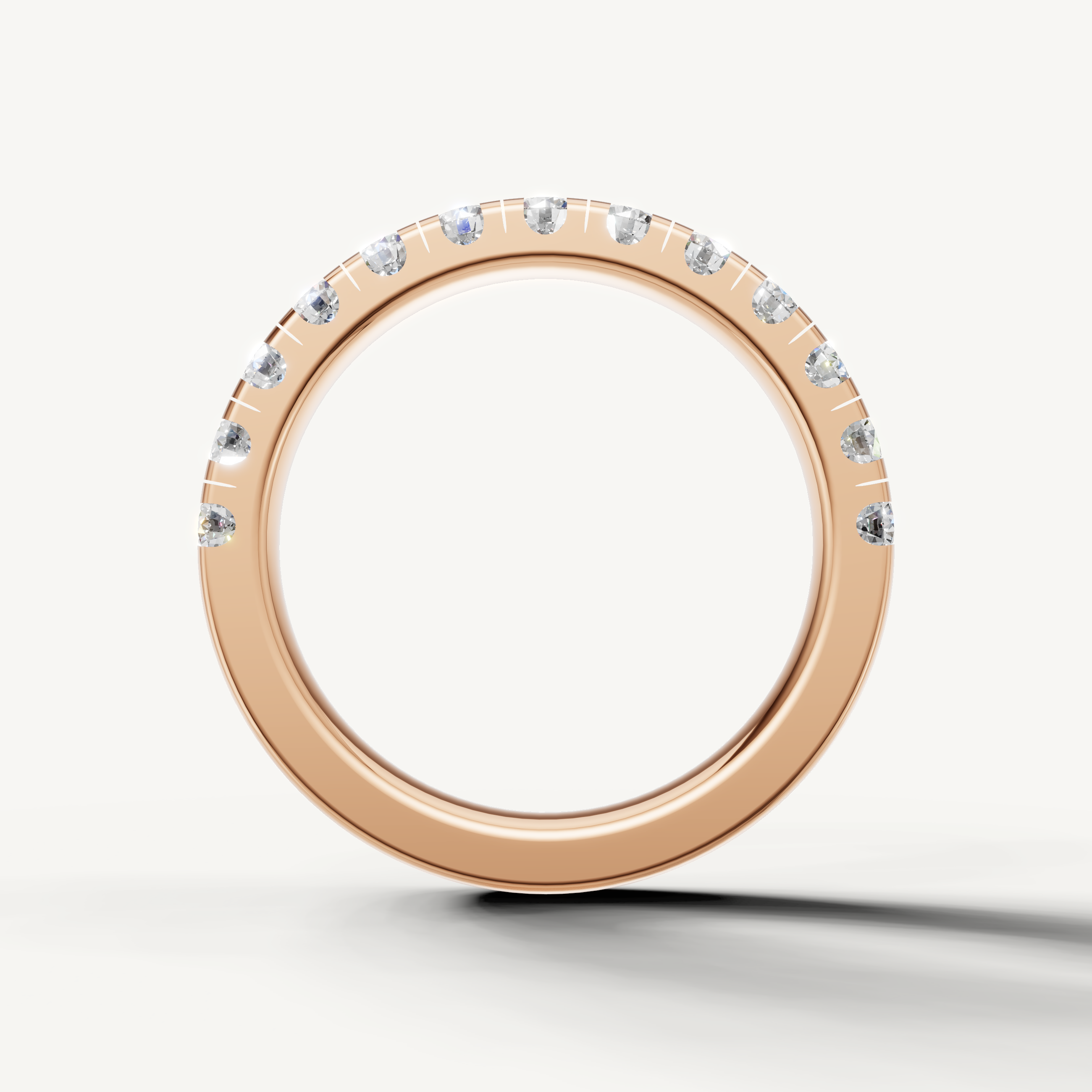 Elegant rose gold stackable diamond wedding band crafted by Raul Diamonds