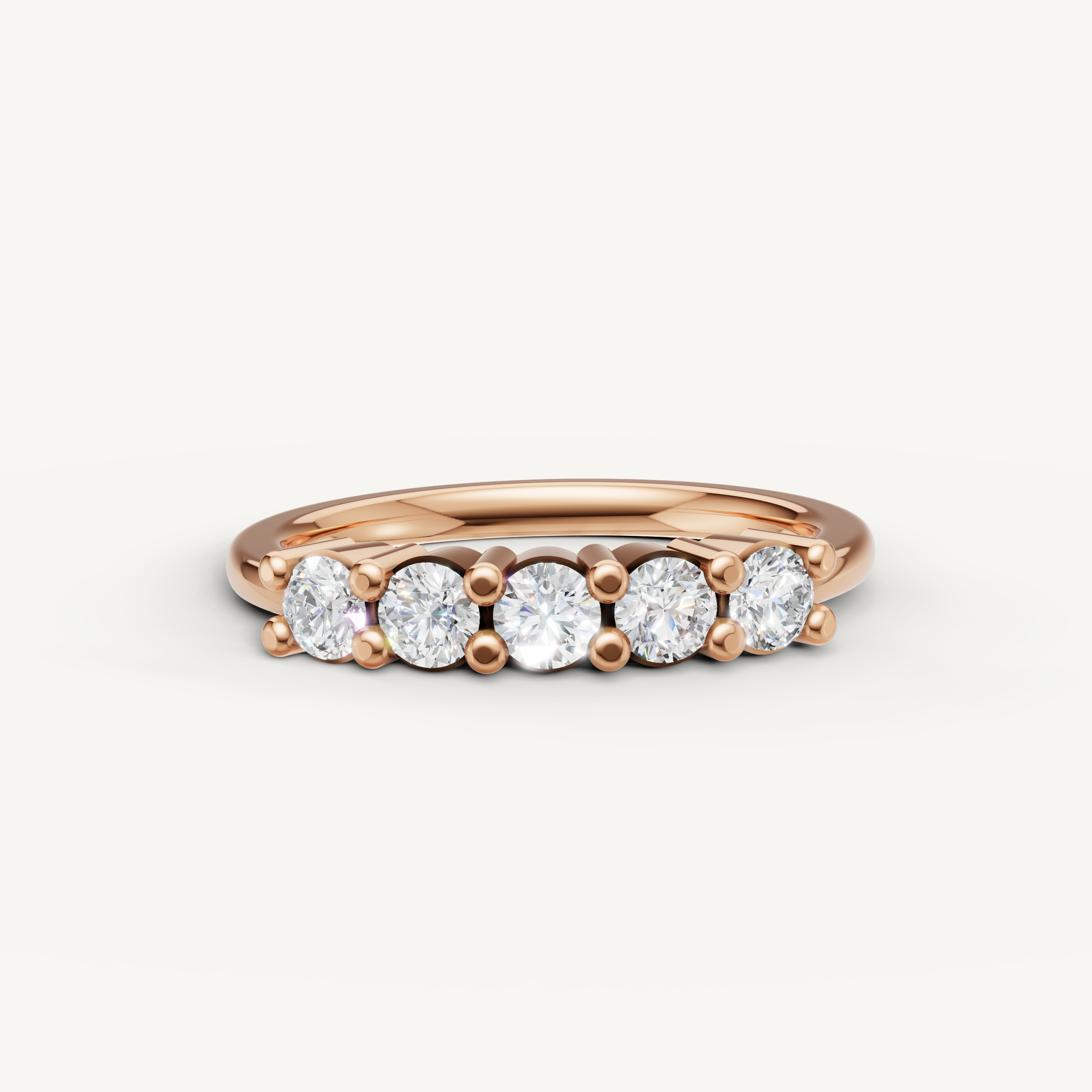 Raul Diamonds rose gold five stone diamond wedding band with brilliant round diamonds