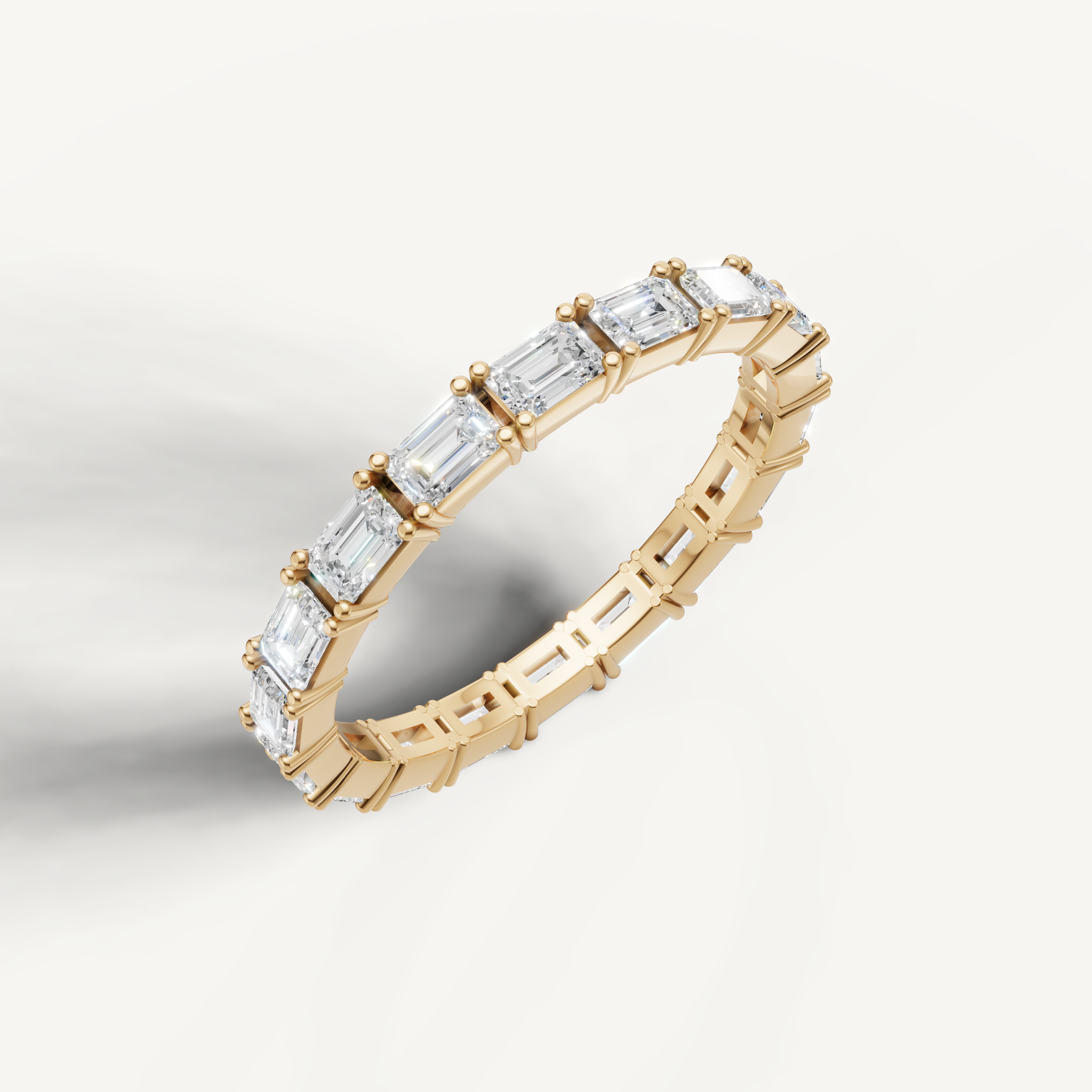 Luxury yellow gold baguette diamond wedding band by Raul Diamonds