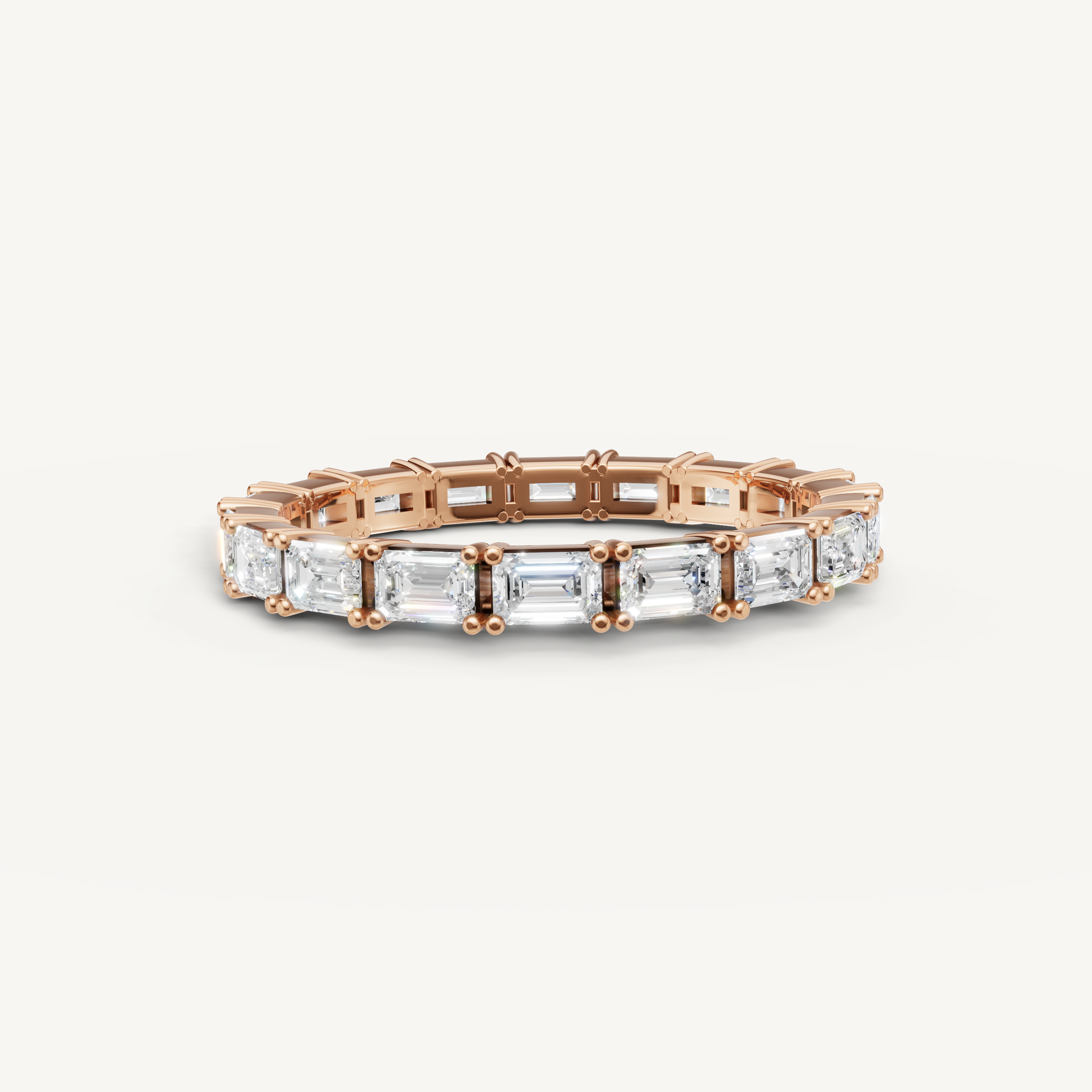 Raul Diamonds rose gold emerald cut diamond eternity wedding band