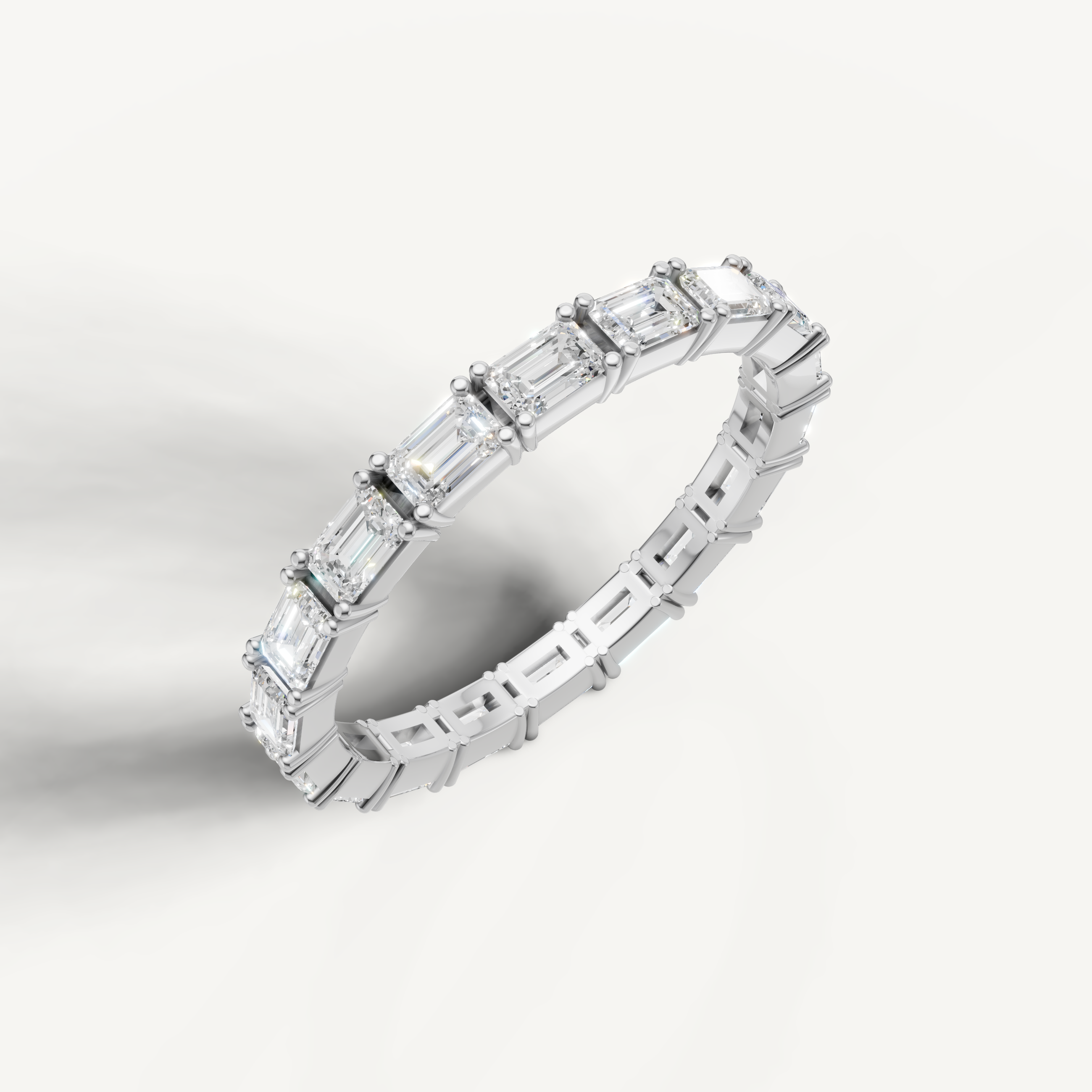 White gold baguette diamond wedding ring with timeless elegance