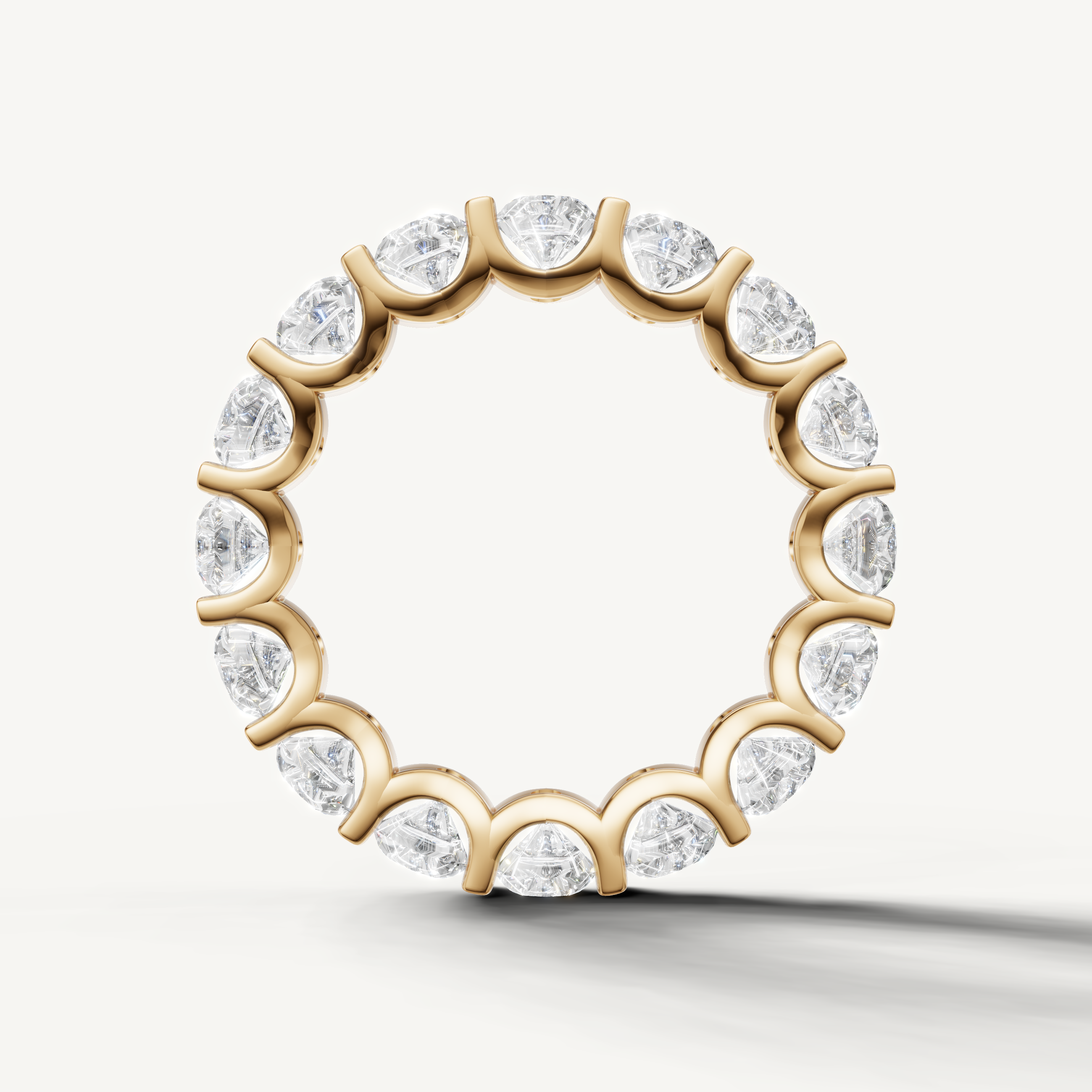 Yellow gold anniversary wedding band with round brilliant diamonds