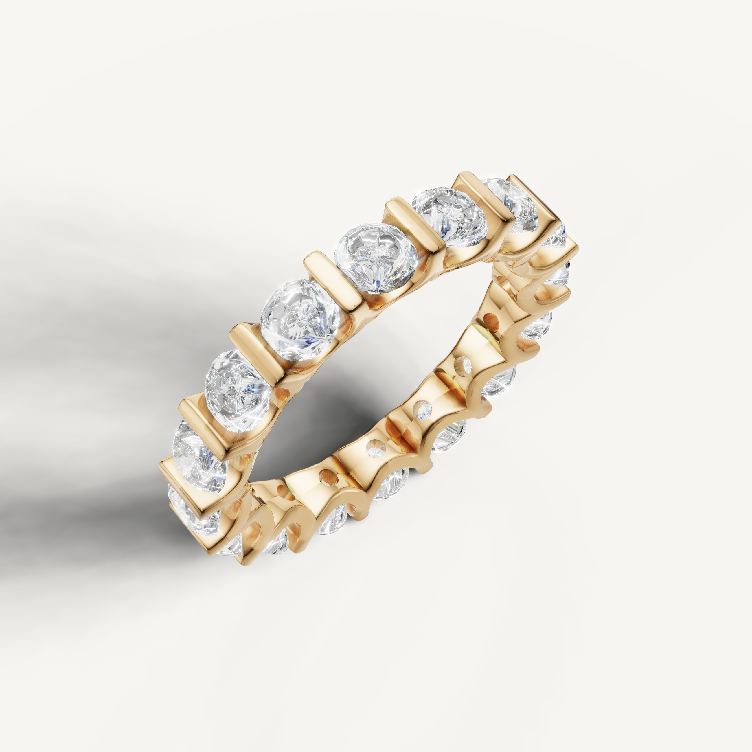 Luxury yellow gold round cut diamond eternity ring by Raul Diamonds
