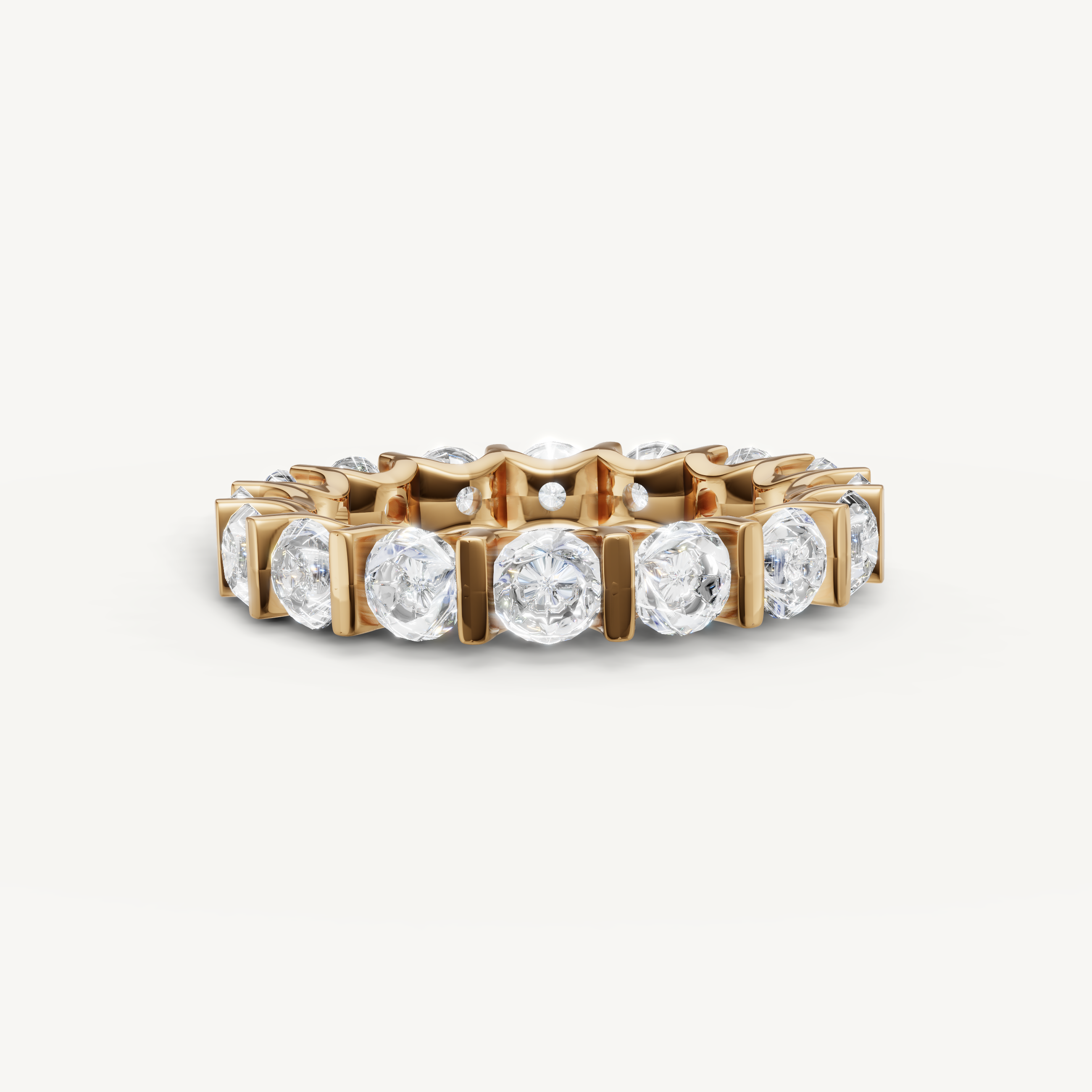 Raul Diamonds yellow gold round diamond eternity wedding band for women