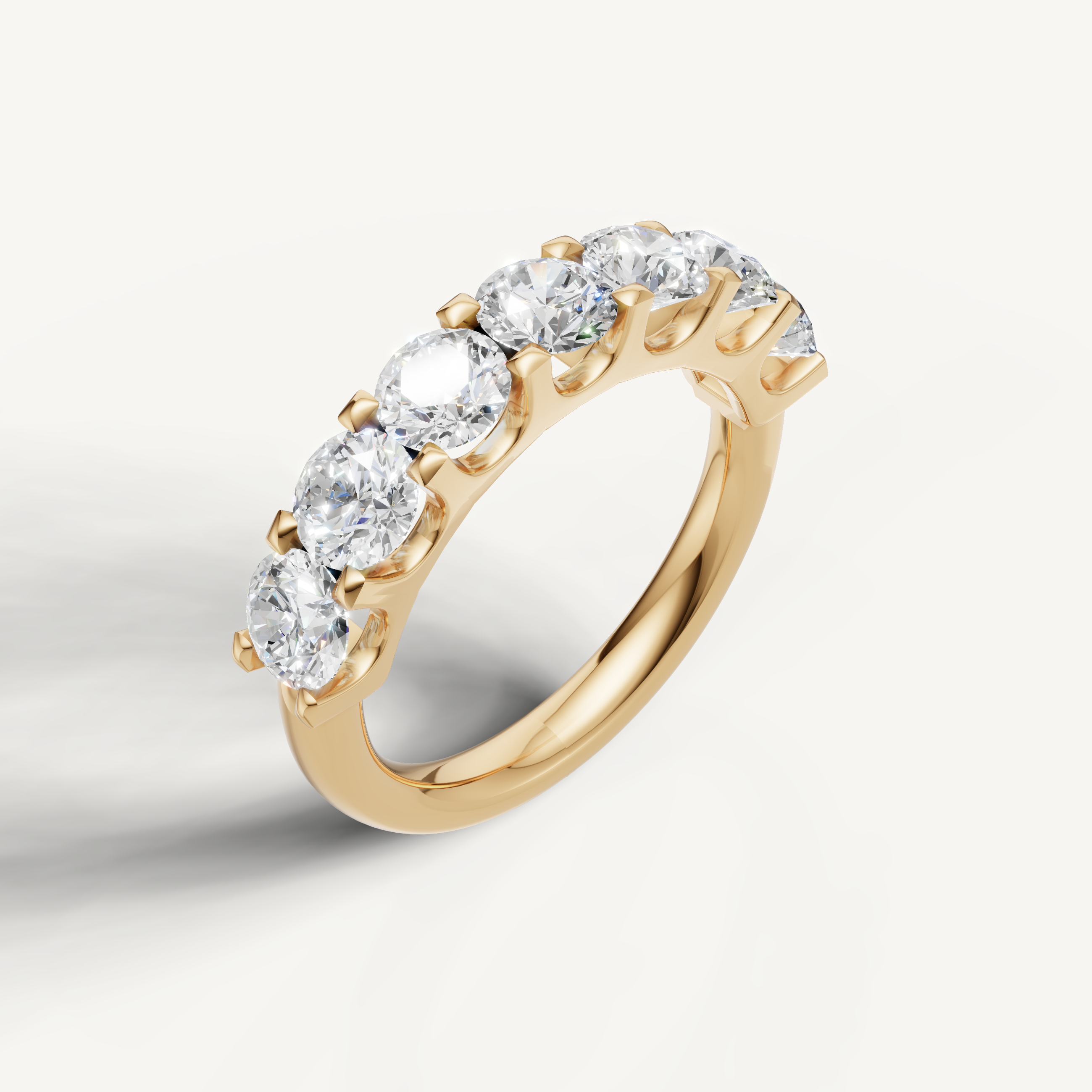 Luxury yellow gold round brilliant diamond eternity wedding band