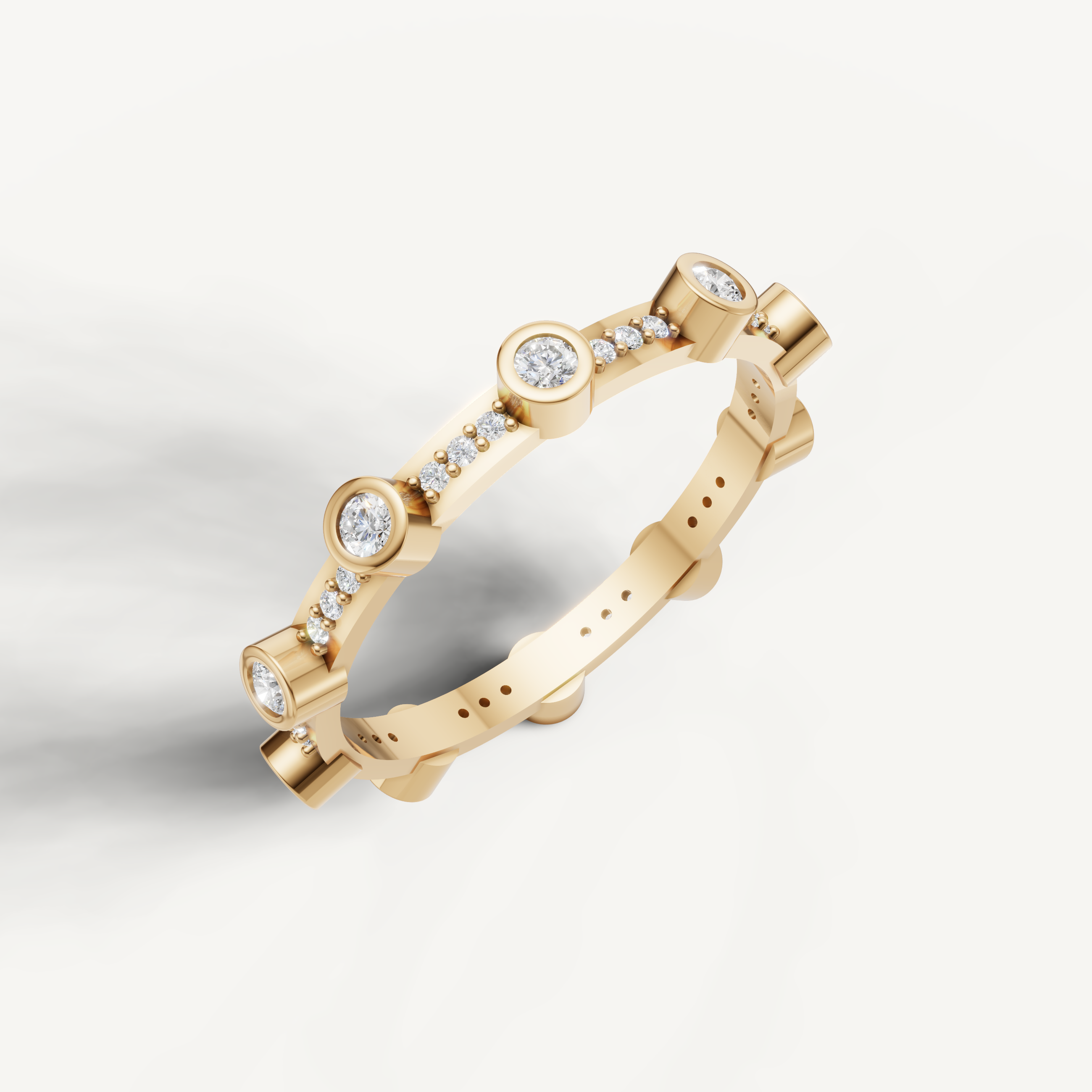 Luxury yellow gold diamond eternity wedding band by Raul Diamonds with round cut diamonds