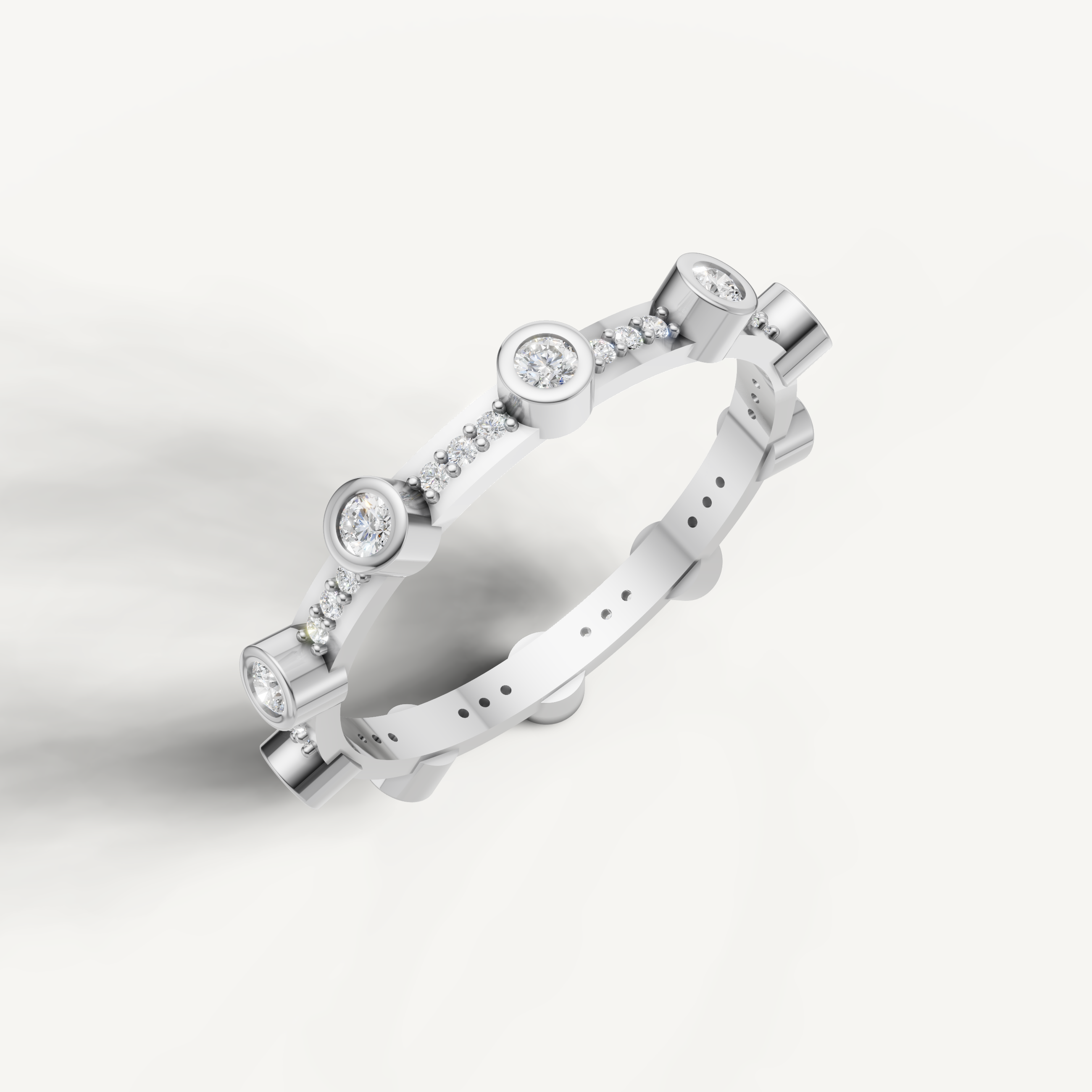 White gold diamond eternity wedding ring with brilliant round stones by Raul Diamonds