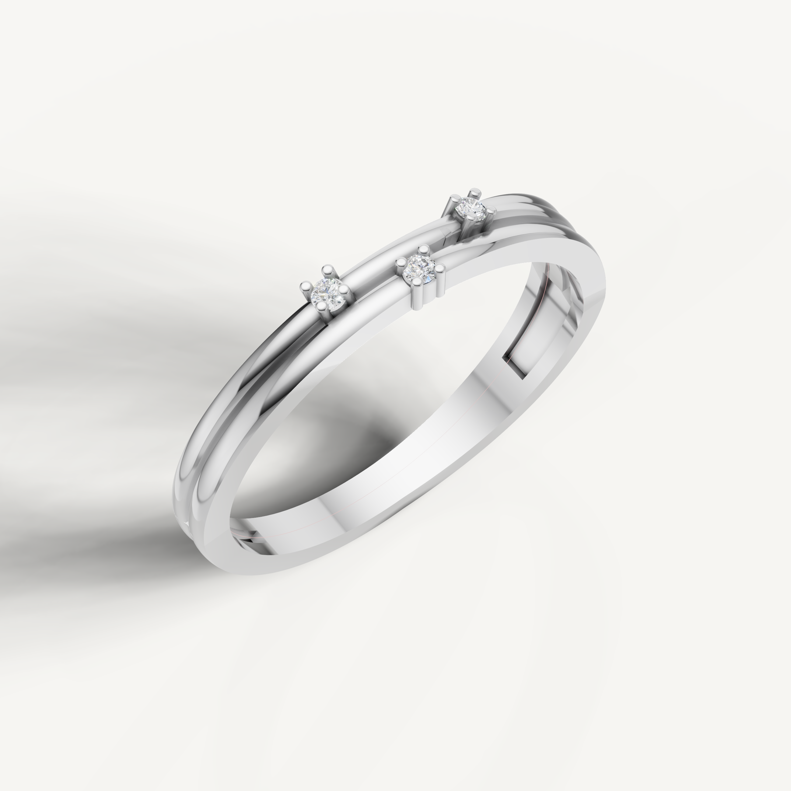 White gold stackable diamond wedding ring with modern bridal style by Raul Diamonds
