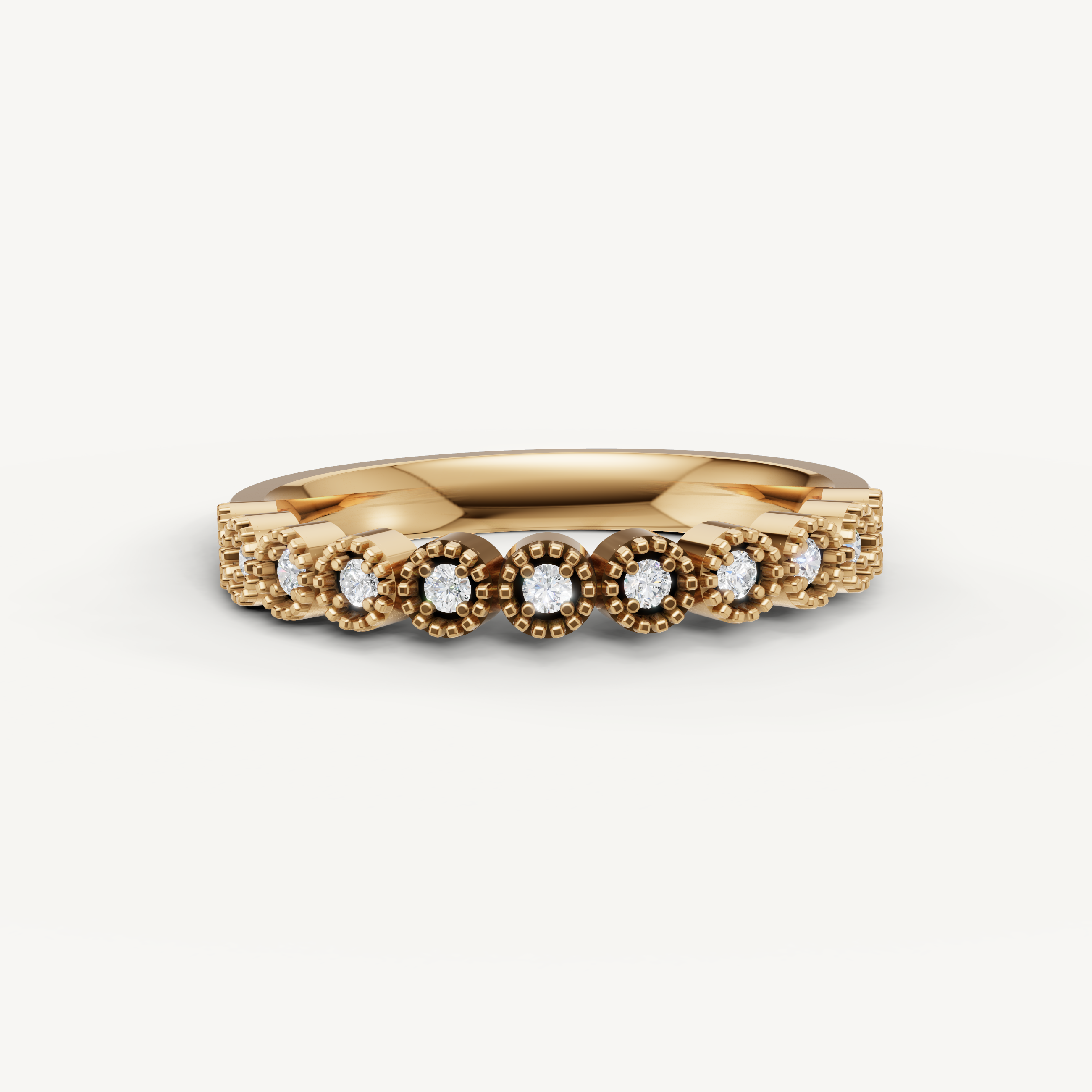 Raul Diamonds yellow gold vintage diamond wedding band with milgrain detailing