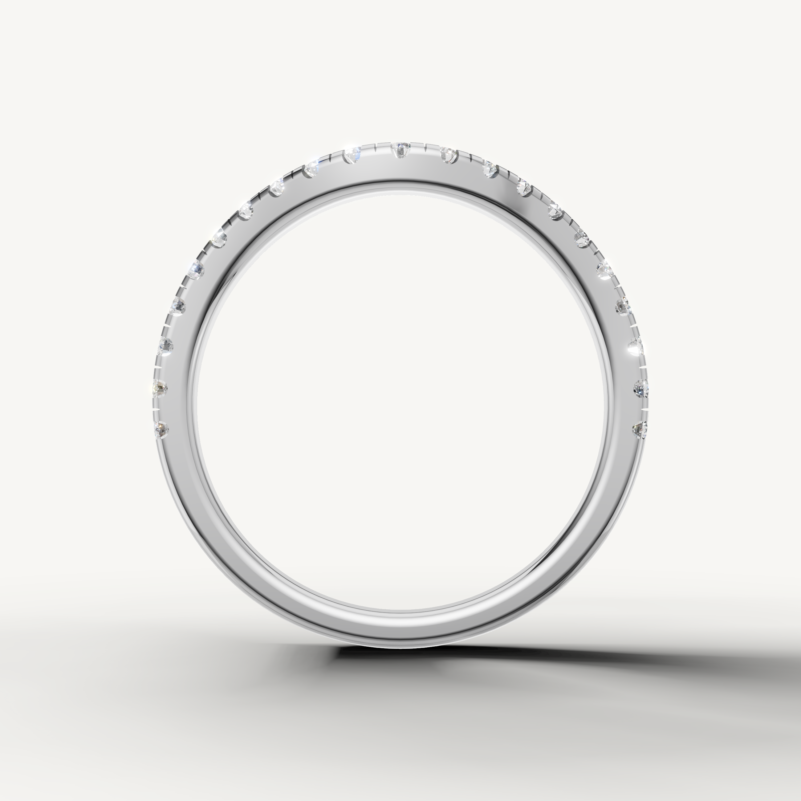 Luxury white gold diamond contour wedding band for bridal stacking by Raul Diamonds