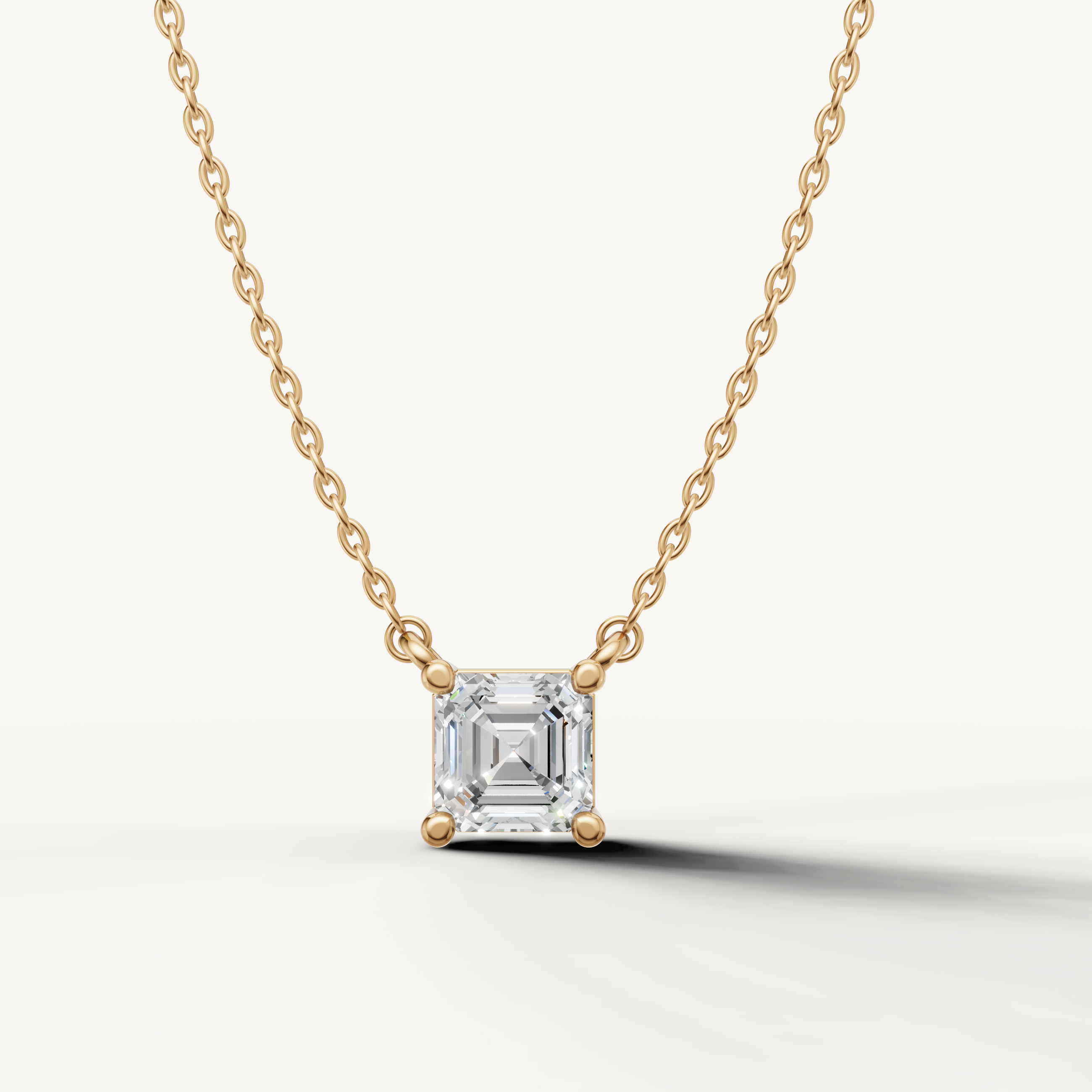 Raul Diamonds Asscher Cut Lab Grown Diamond Bezel Pendant Necklace in 14K Yellow Gold