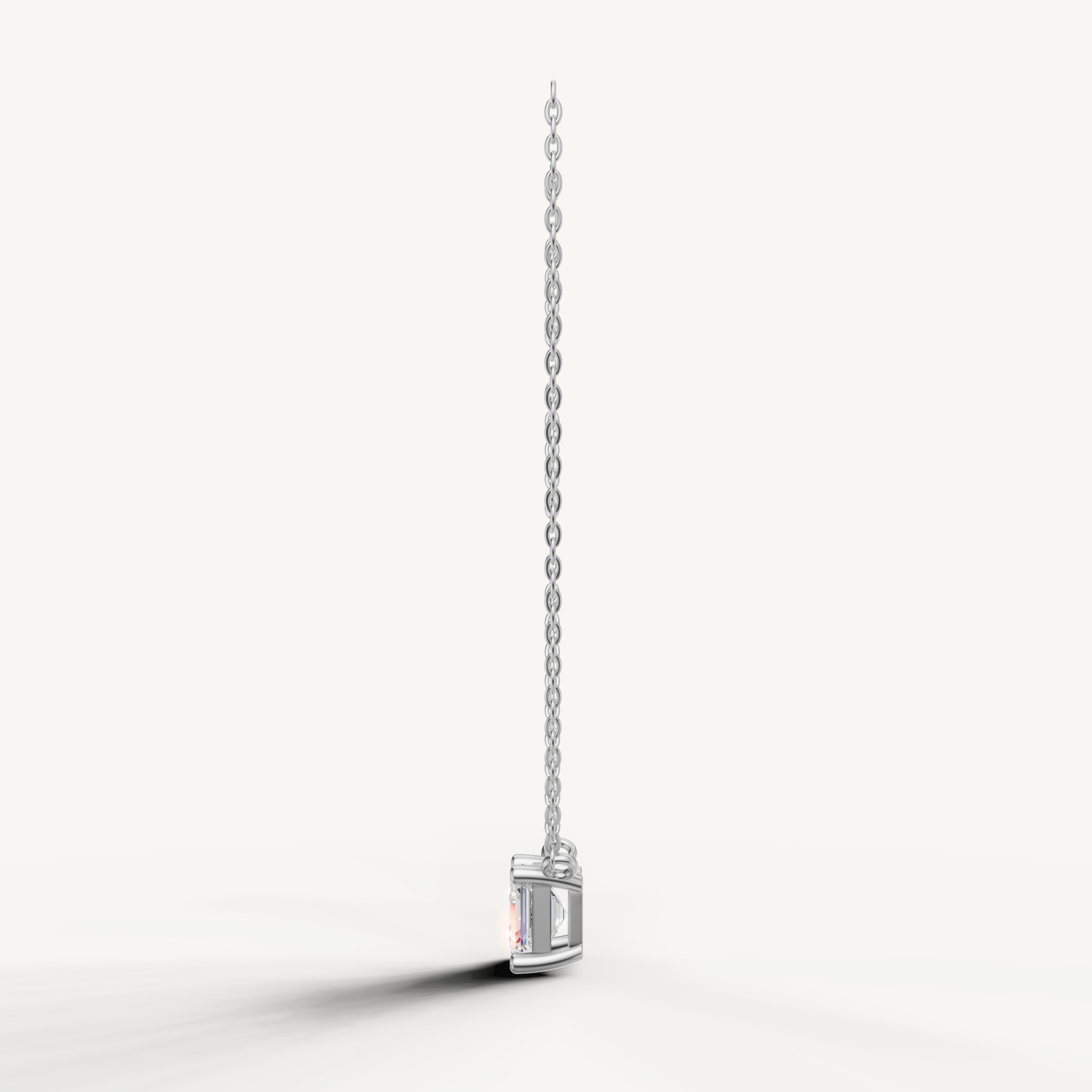 Elegant Bezel Set Asscher Diamond Pendant Necklace in 14K White Gold