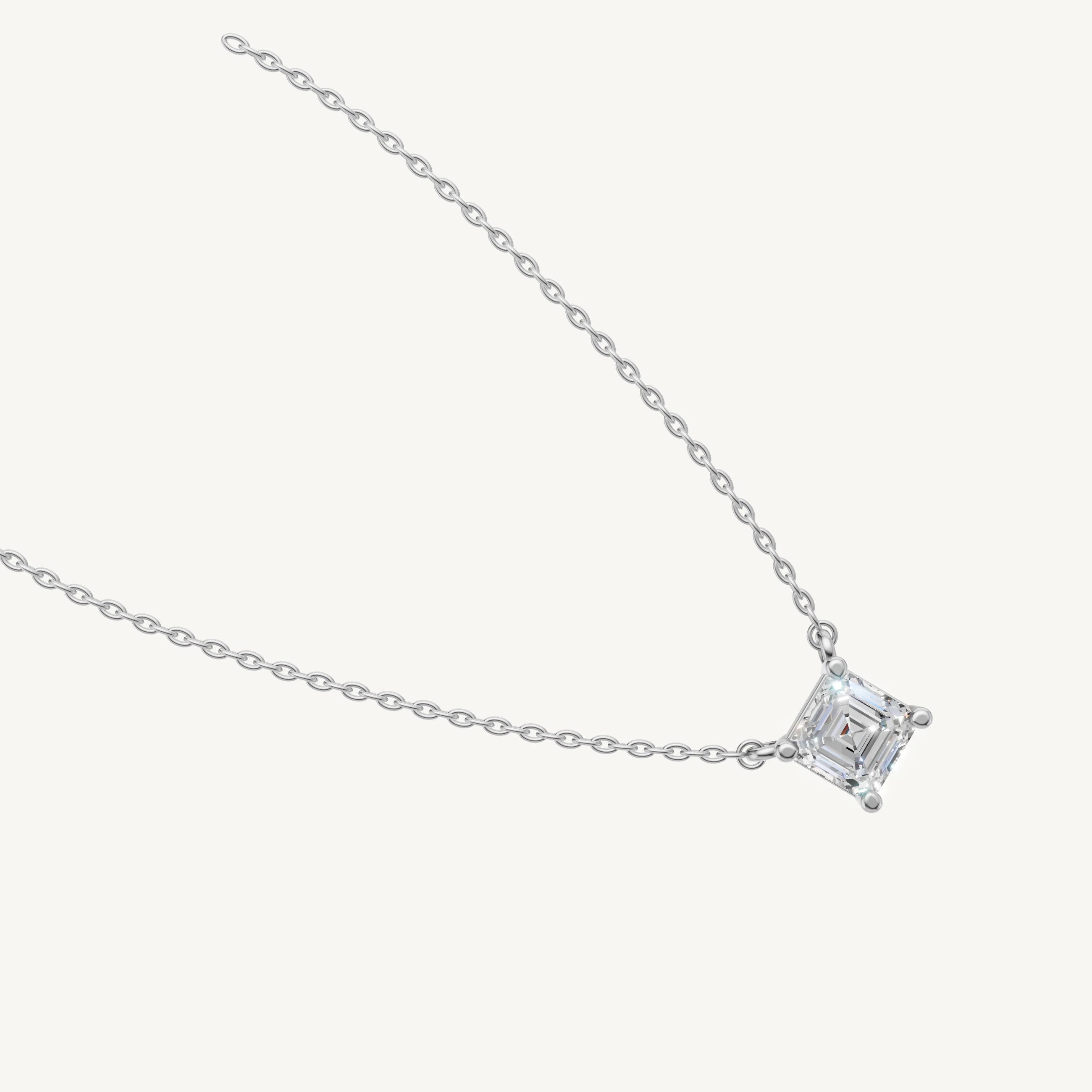 Modern Asscher Cut Lab Diamond Pendant Necklace for Women in White Gold
