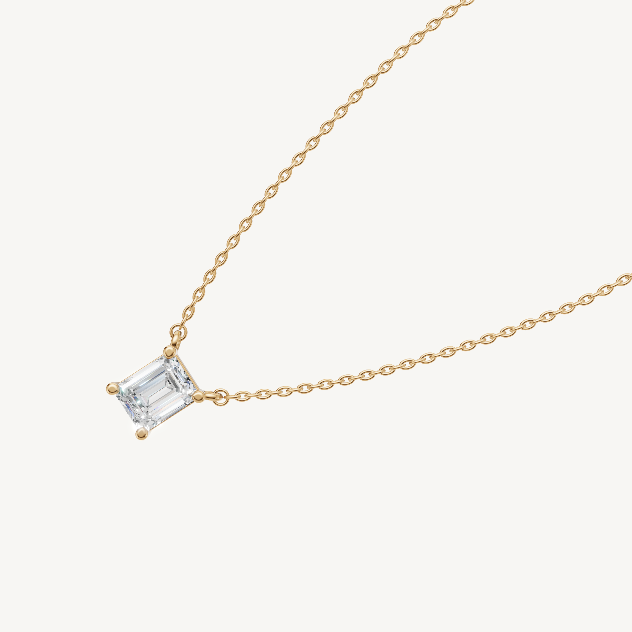 Dainty Emerald Cut Lab Grown Diamond Pendant Necklace by Raul Diamonds