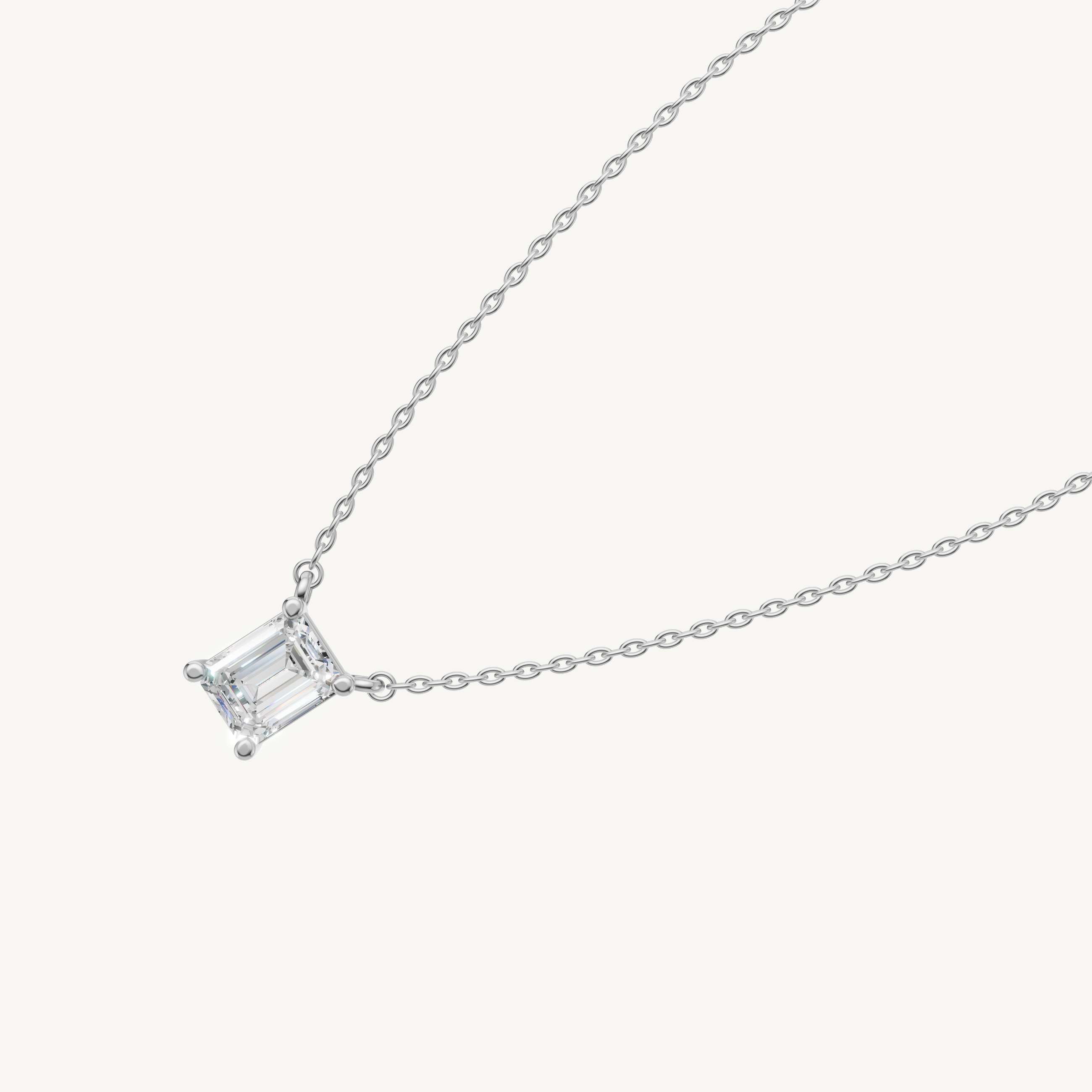 Dainty Emerald Cut Lab Grown Diamond Pendant Necklace by Raul Diamonds
