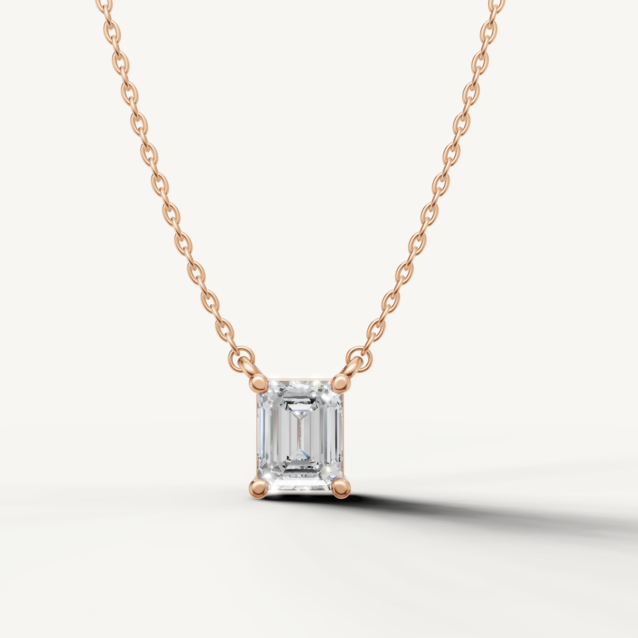 Raul Diamonds Emerald Cut Lab Grown Diamond Pendant Necklace in 14K Rose Gold