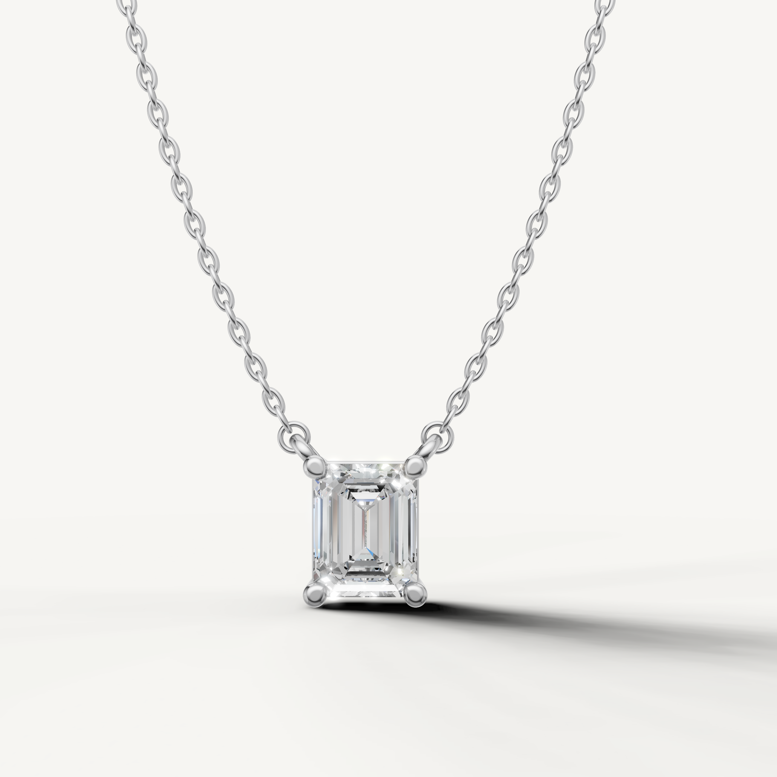 Raul Diamonds Emerald Cut Lab Grown Diamond Pendant Necklace in 14K White Gold