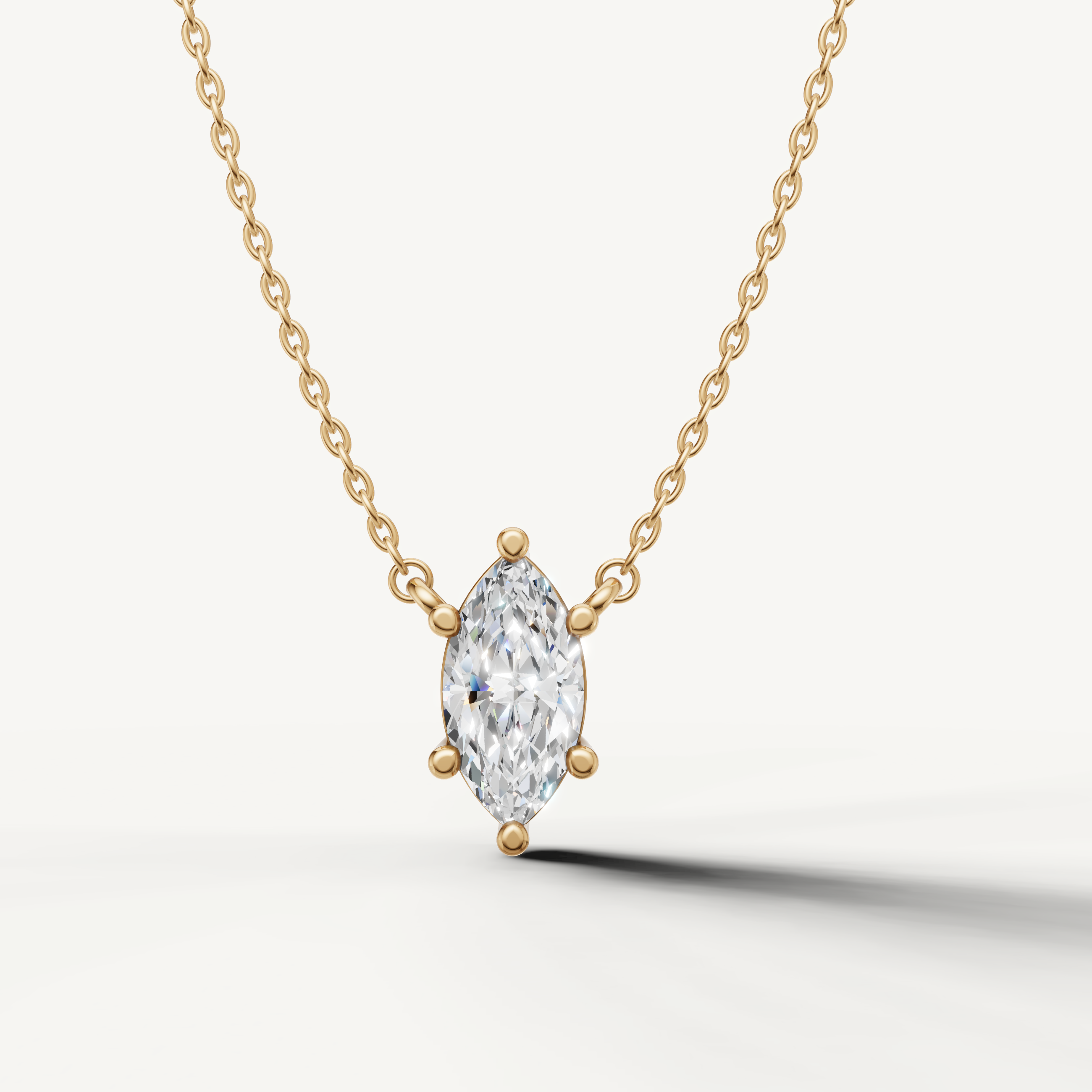 Raul Diamonds Marquise Cut Lab Grown Diamond Bezel Pendant Necklace in 14K Yellow Gold