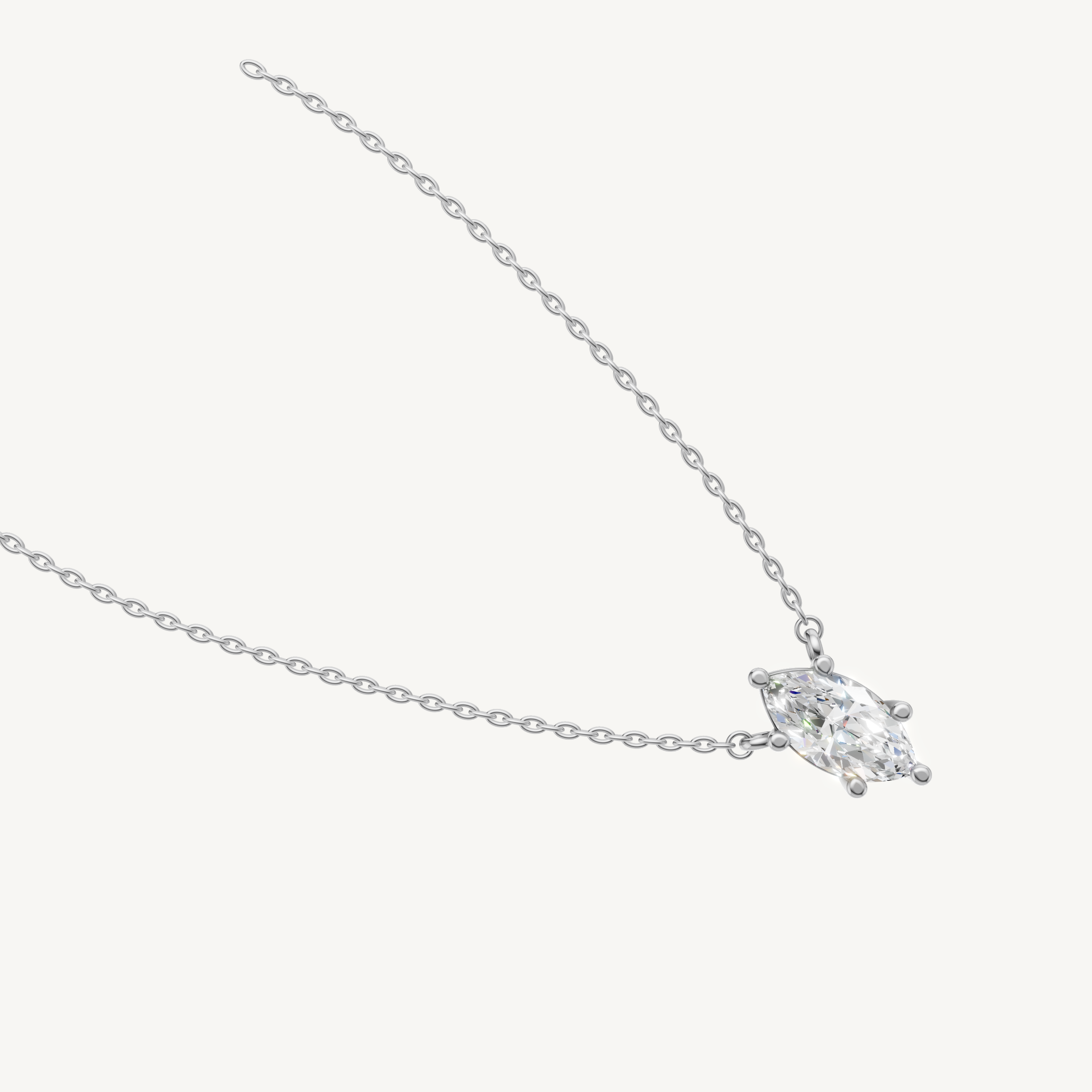 Dainty Marquise Lab Diamond Bezel Pendant Necklace in 14K White Gold