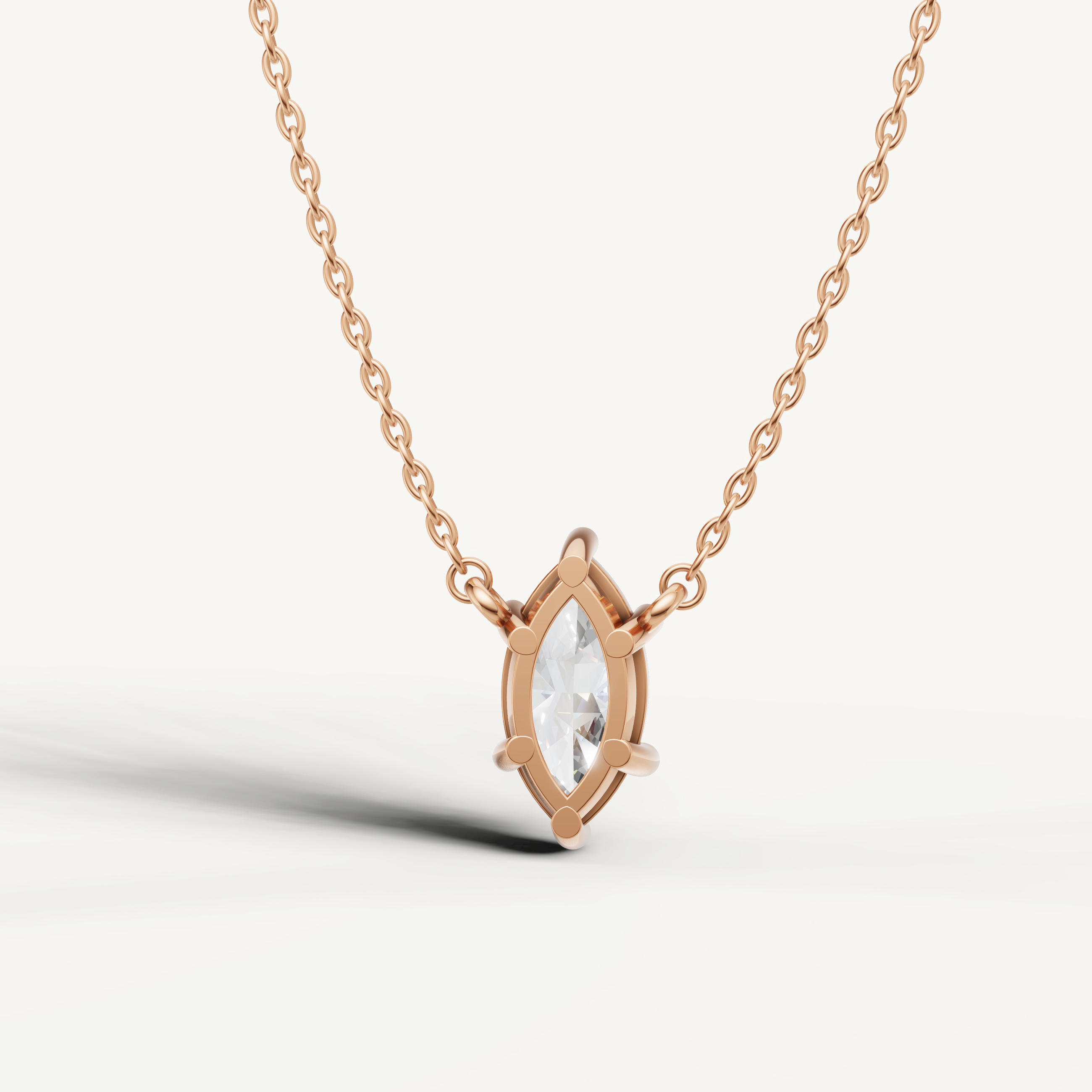 Minimalist Marquise Lab Grown Diamond Solitaire Pendant in Yellow Gold