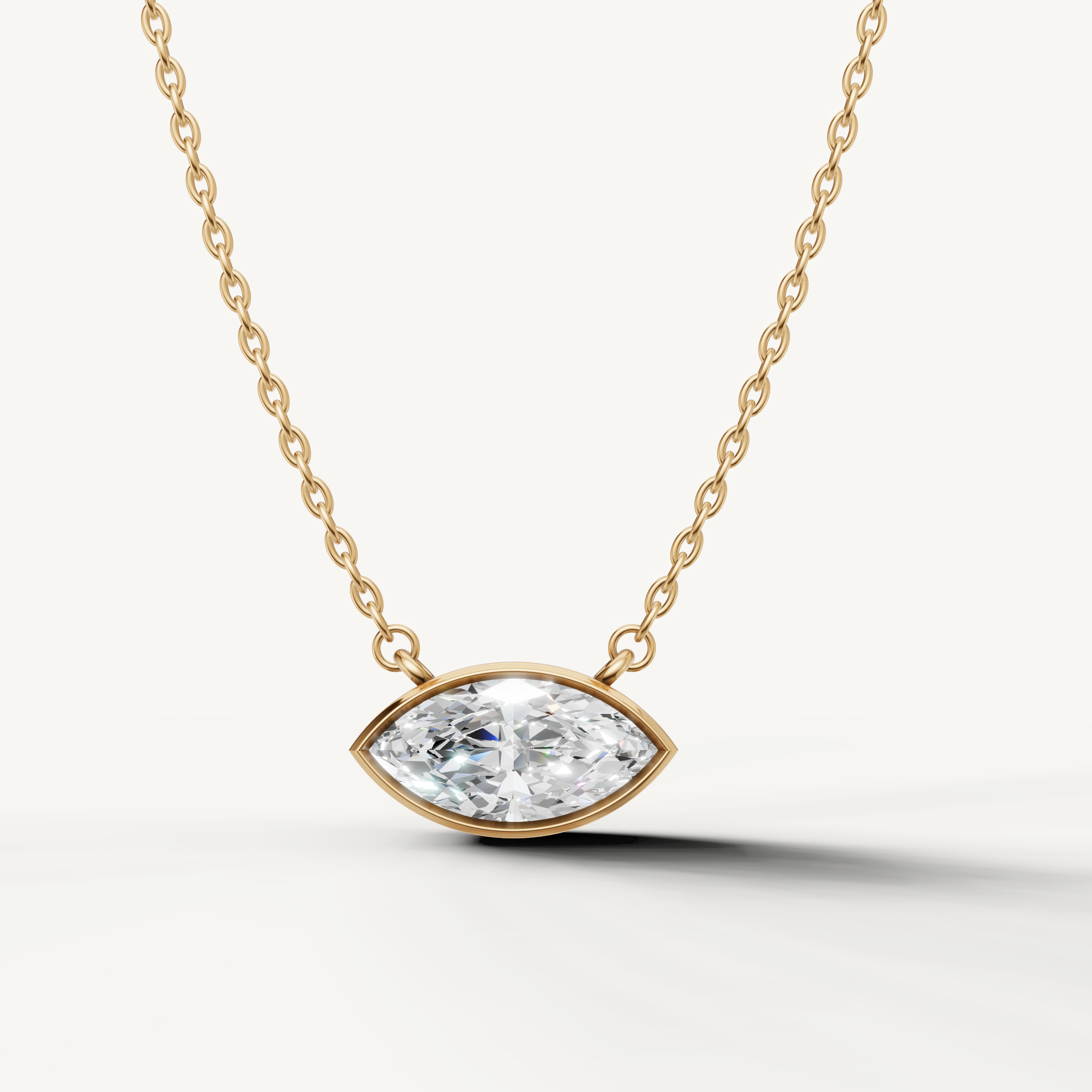 Raul Diamonds East West Marquise Cut Lab Grown Diamond Pendant Necklace in 14K Yellow Gold