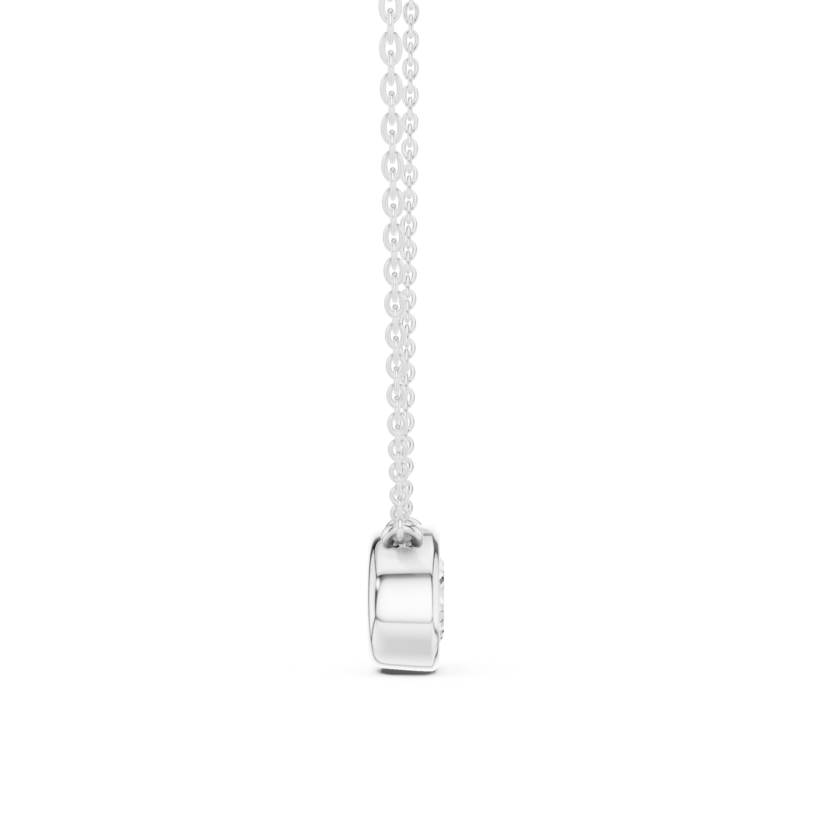 14K Gold Oval Lab-Grown Diamond Bezel Necklace | Sustainable Floating Solitaire Pendant