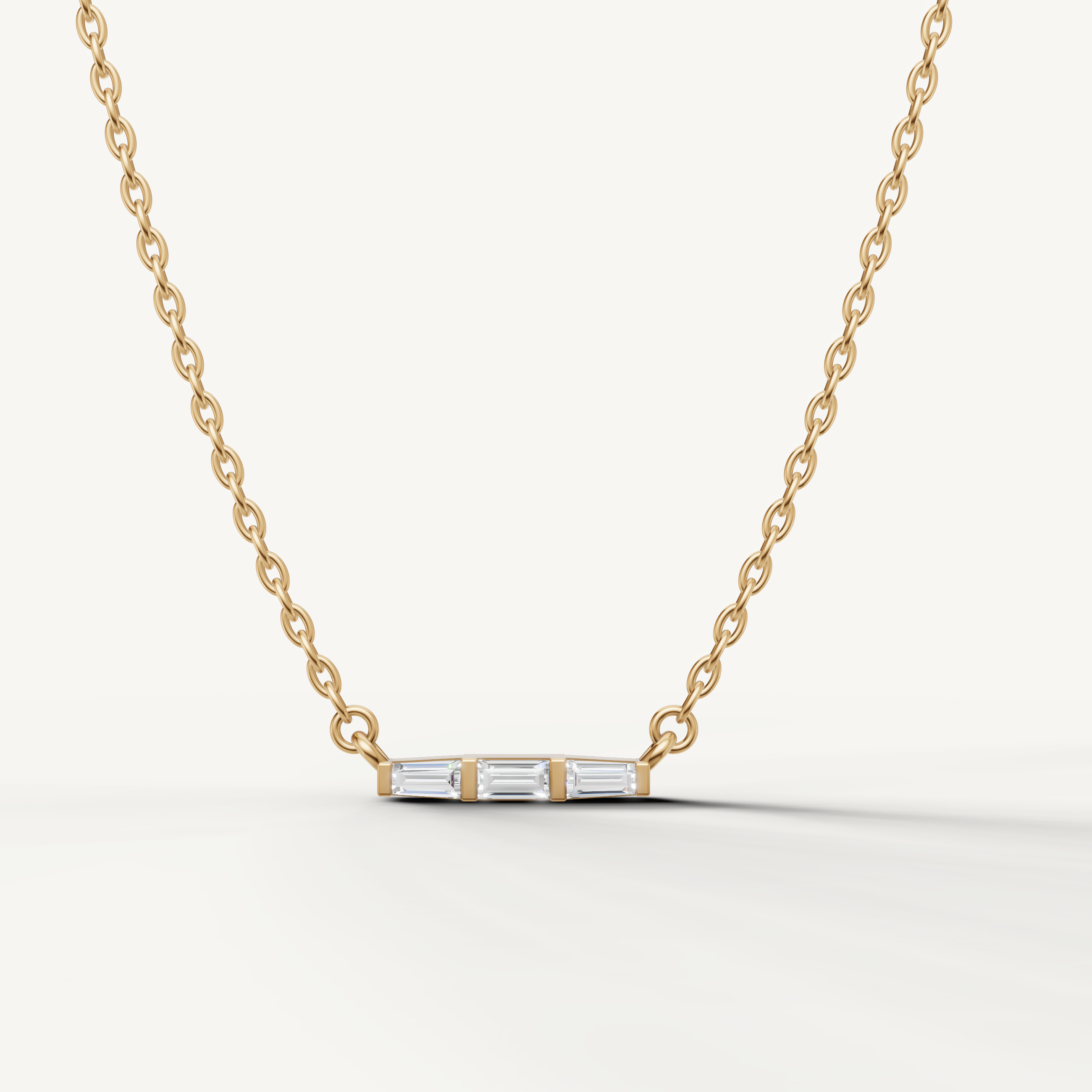 Raul Diamonds Baguette Cut Diamond Bar Pendant Necklace in 14K Yellow Gold