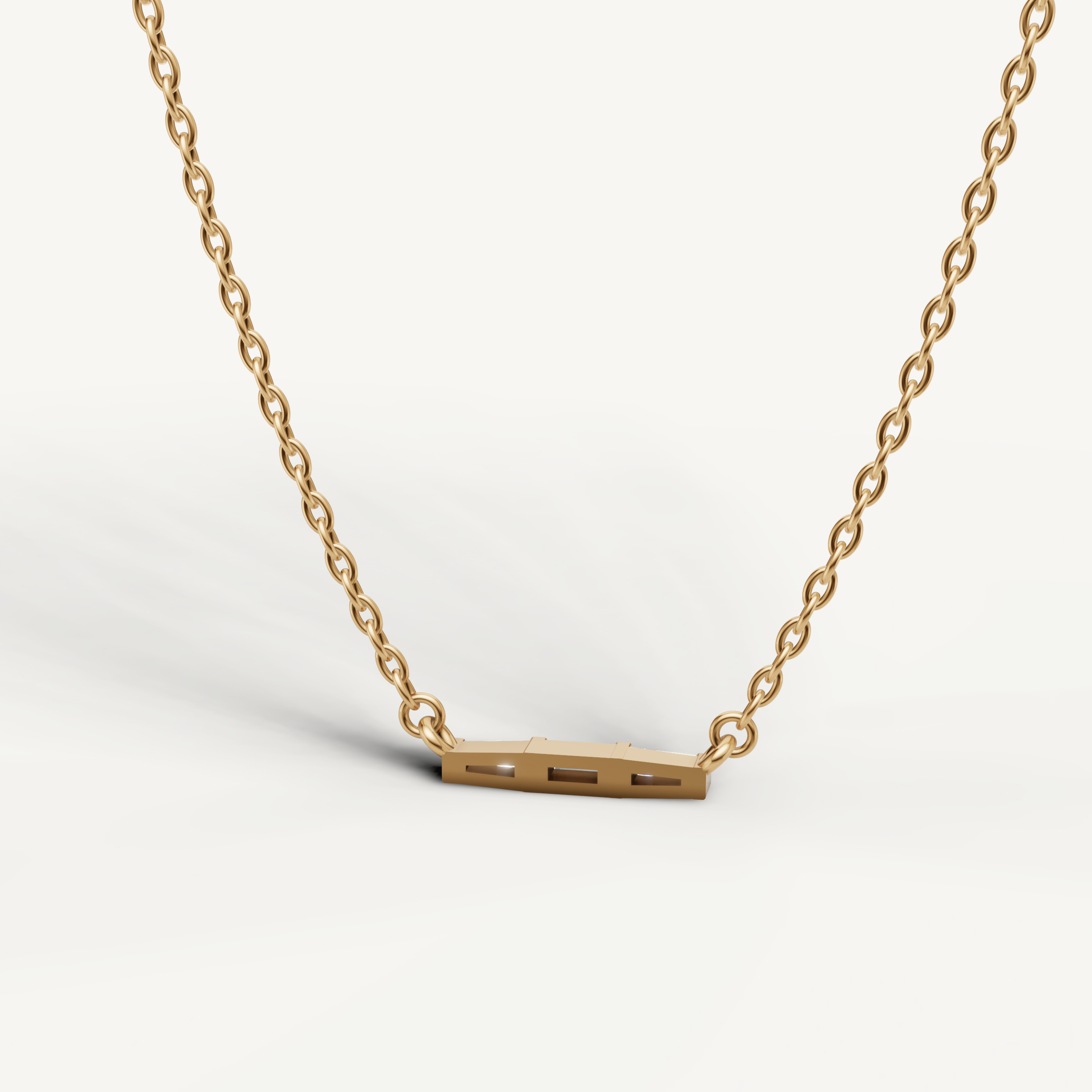 Minimalist Baguette Diamond Bar Necklace in Yellow Gold by Raul Diamonds