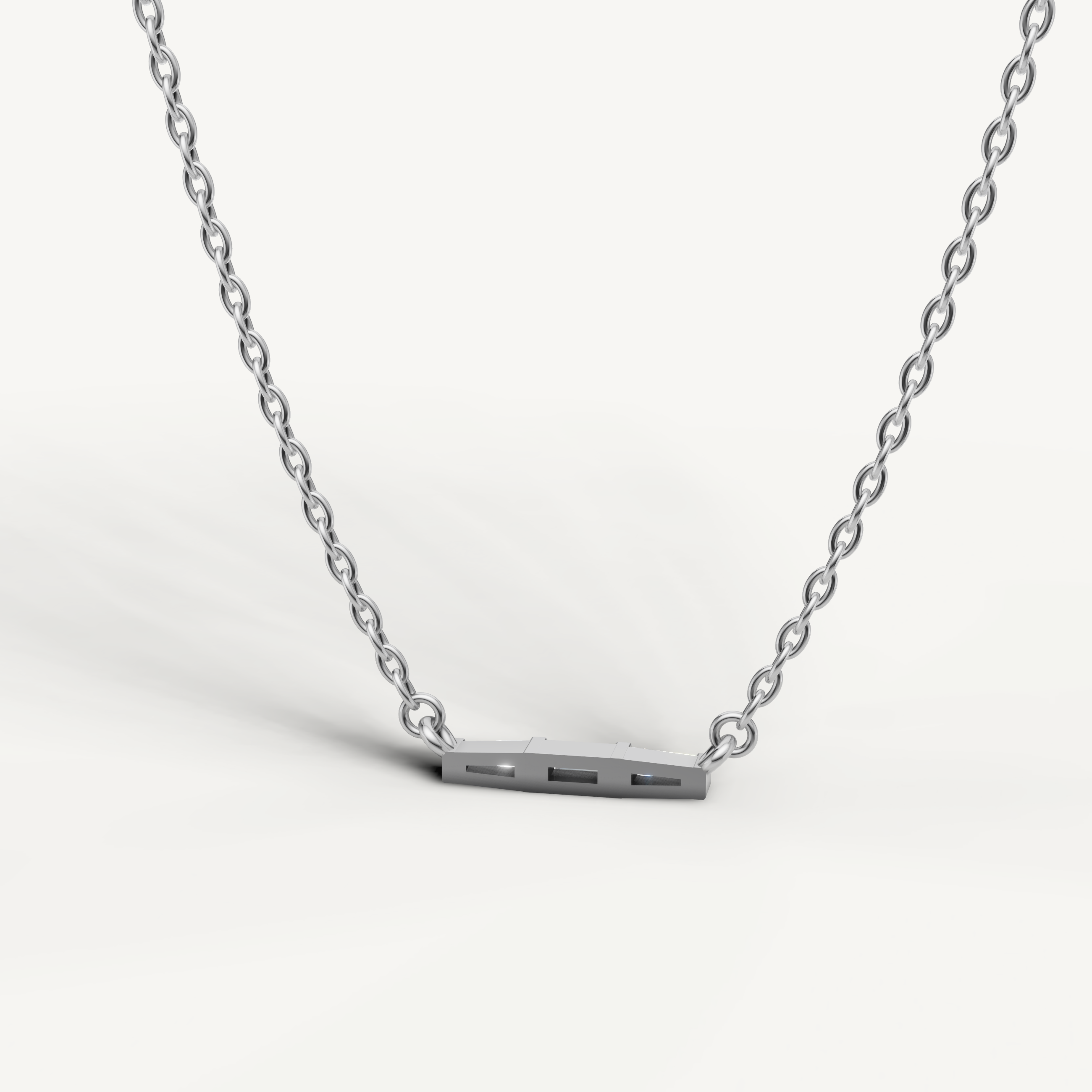 Minimalist Baguette Diamond Bar Necklace in White Gold by Raul Diamonds