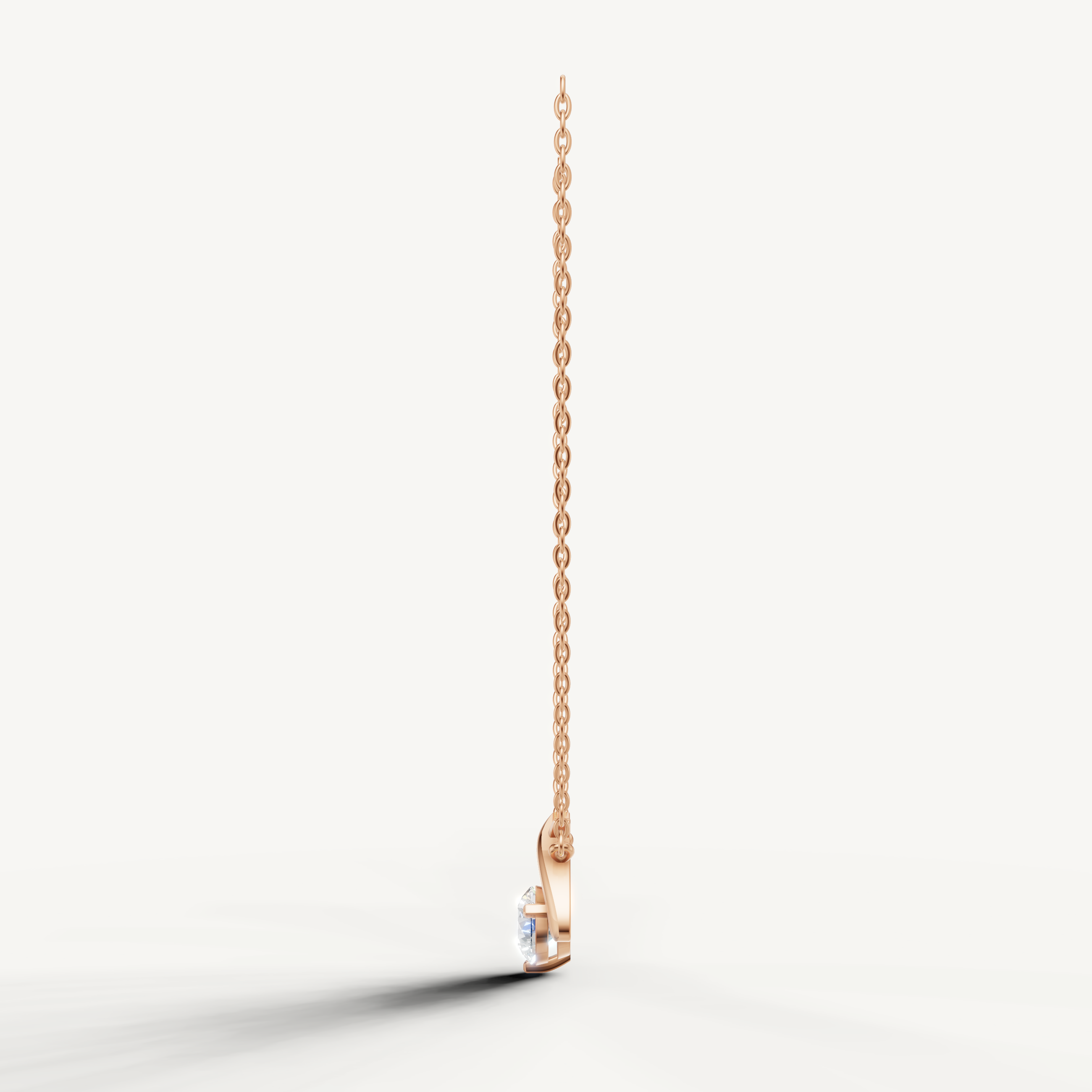 Minimalist Round Lab Grown Diamond Pendant Necklace in Rose Gold