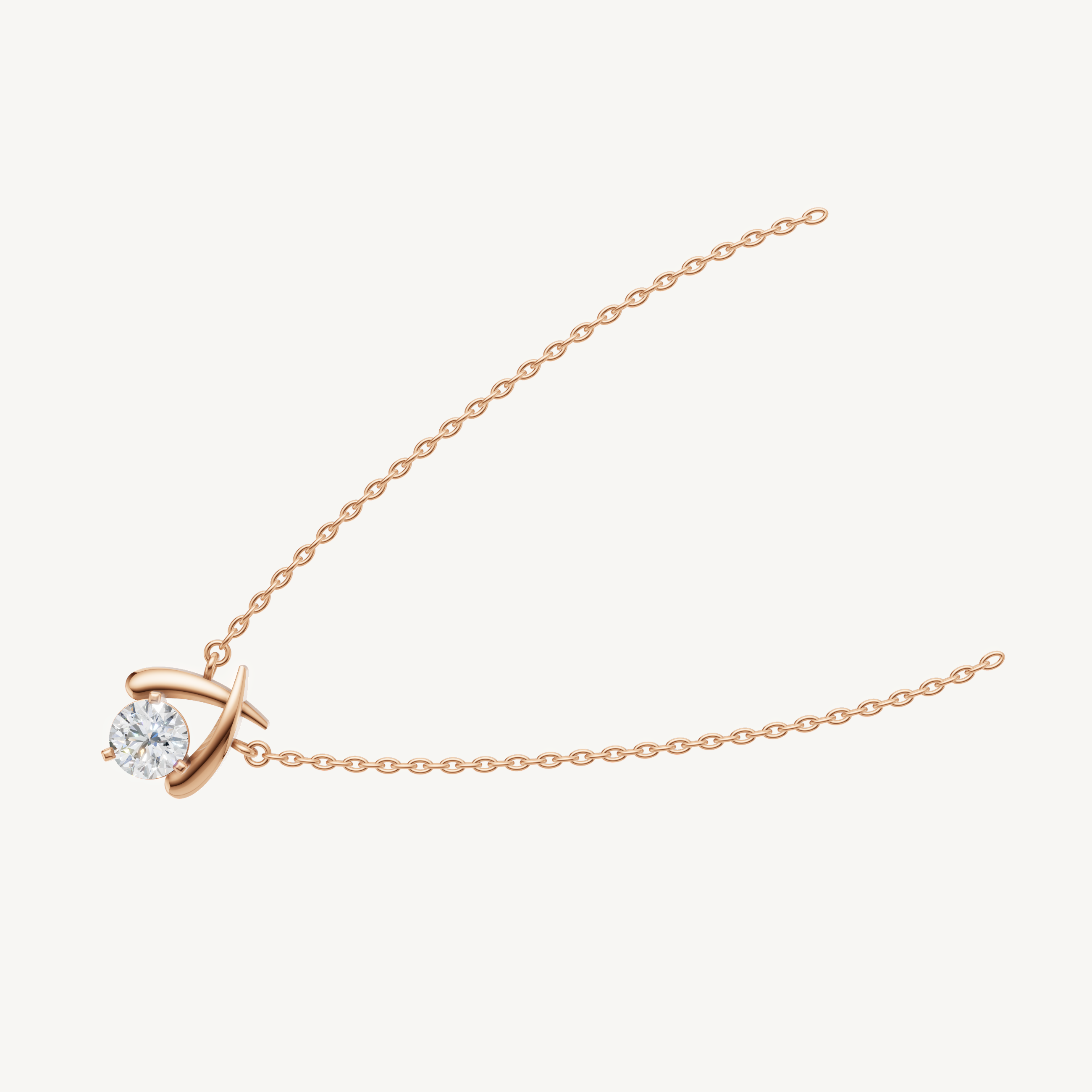 Modern Solitaire Diamond Necklace in 14K Rose Gold