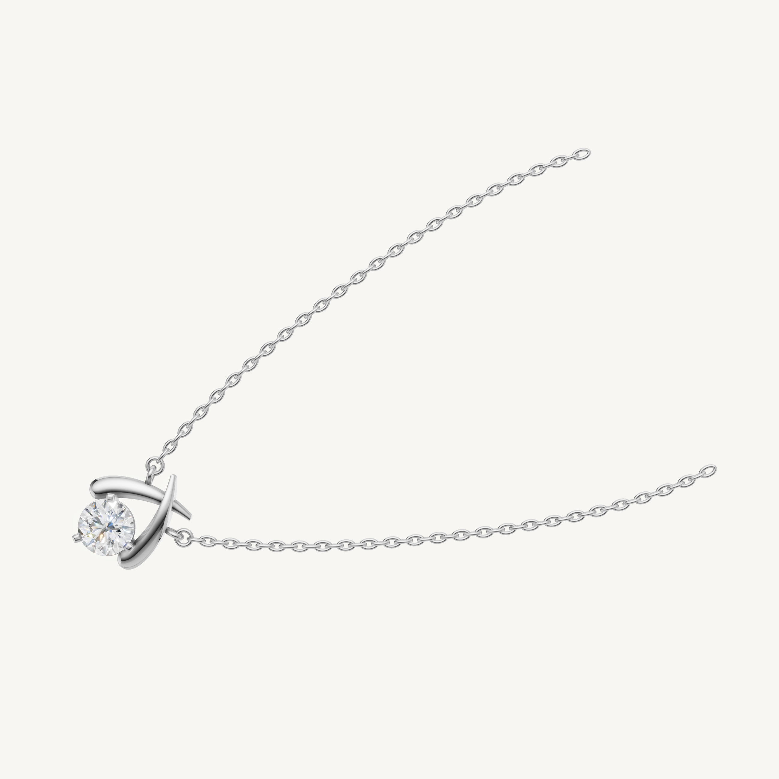 Dainty Round Lab Diamond Drop Pendant Necklace in White Gold