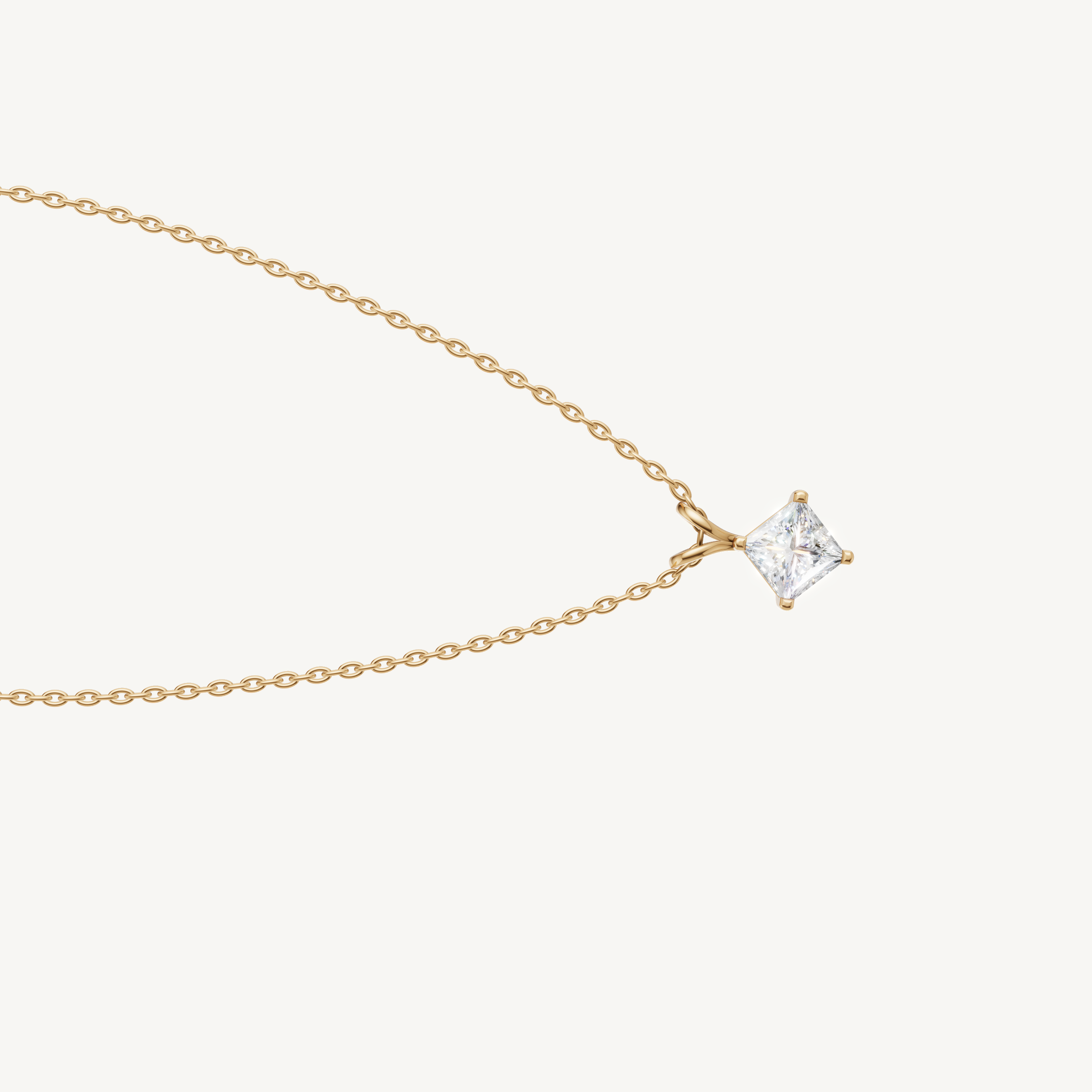 Modern Princess Cut Lab Grown Diamond Pendant Necklace for Women in Yellow Gold