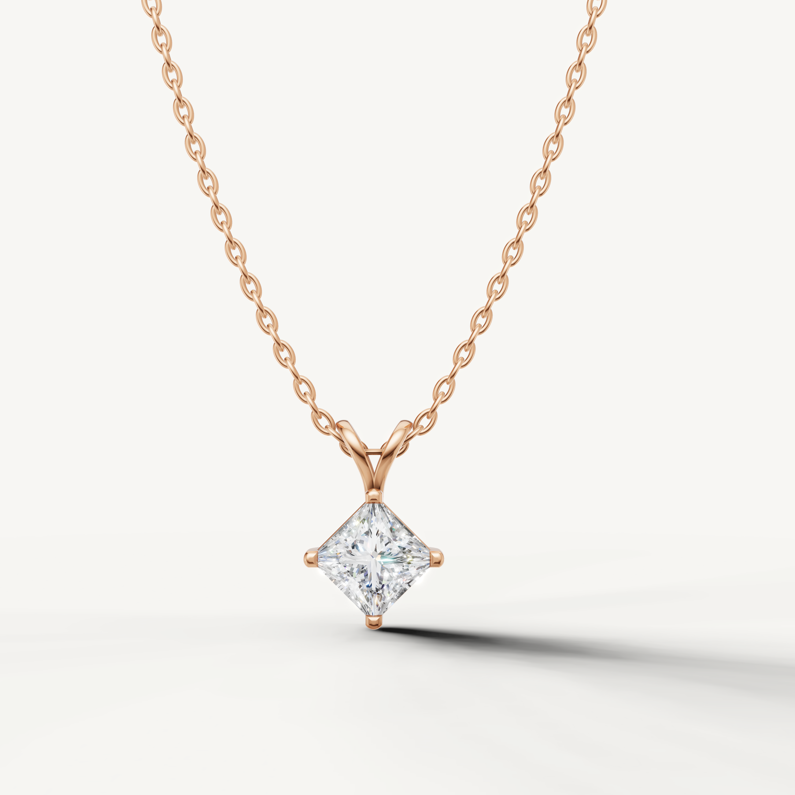Raul Diamonds Princess Cut Lab Grown Diamond Pendant Necklace in 14K Rose Gold