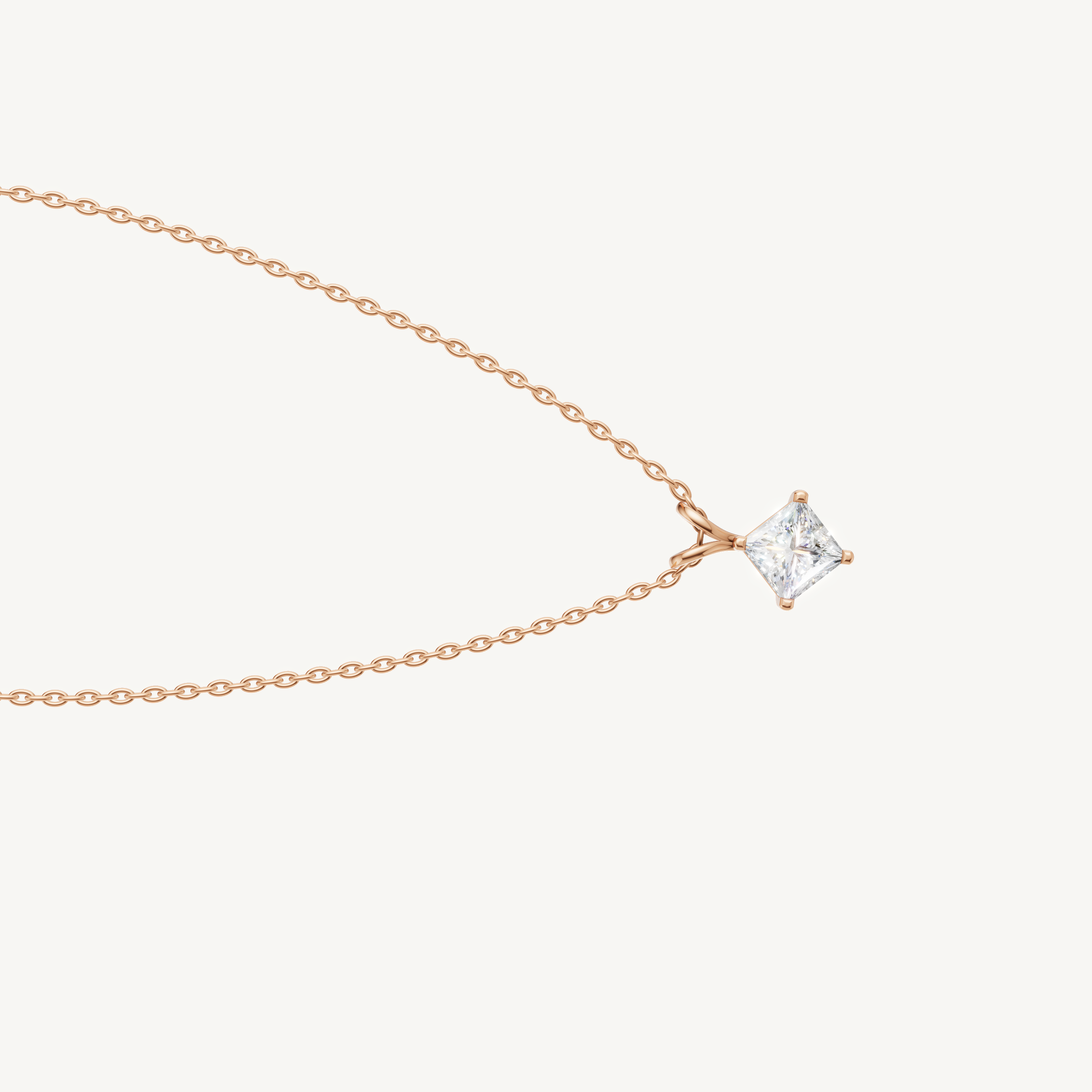 Modern Princess Cut Lab Grown Diamond Pendant Necklace for Women in Rose Gold