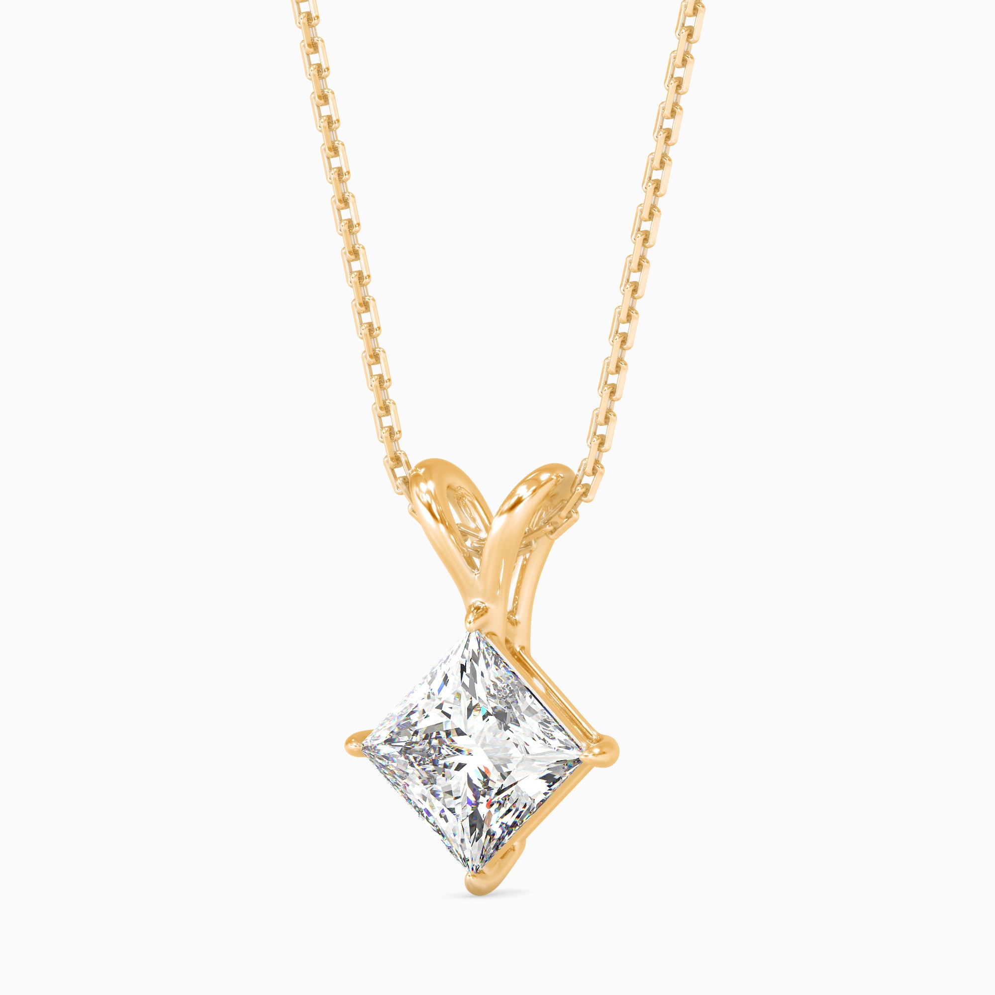 14K Gold Diamond "Smile" Curve Necklace with Lab-Grown Diamonds