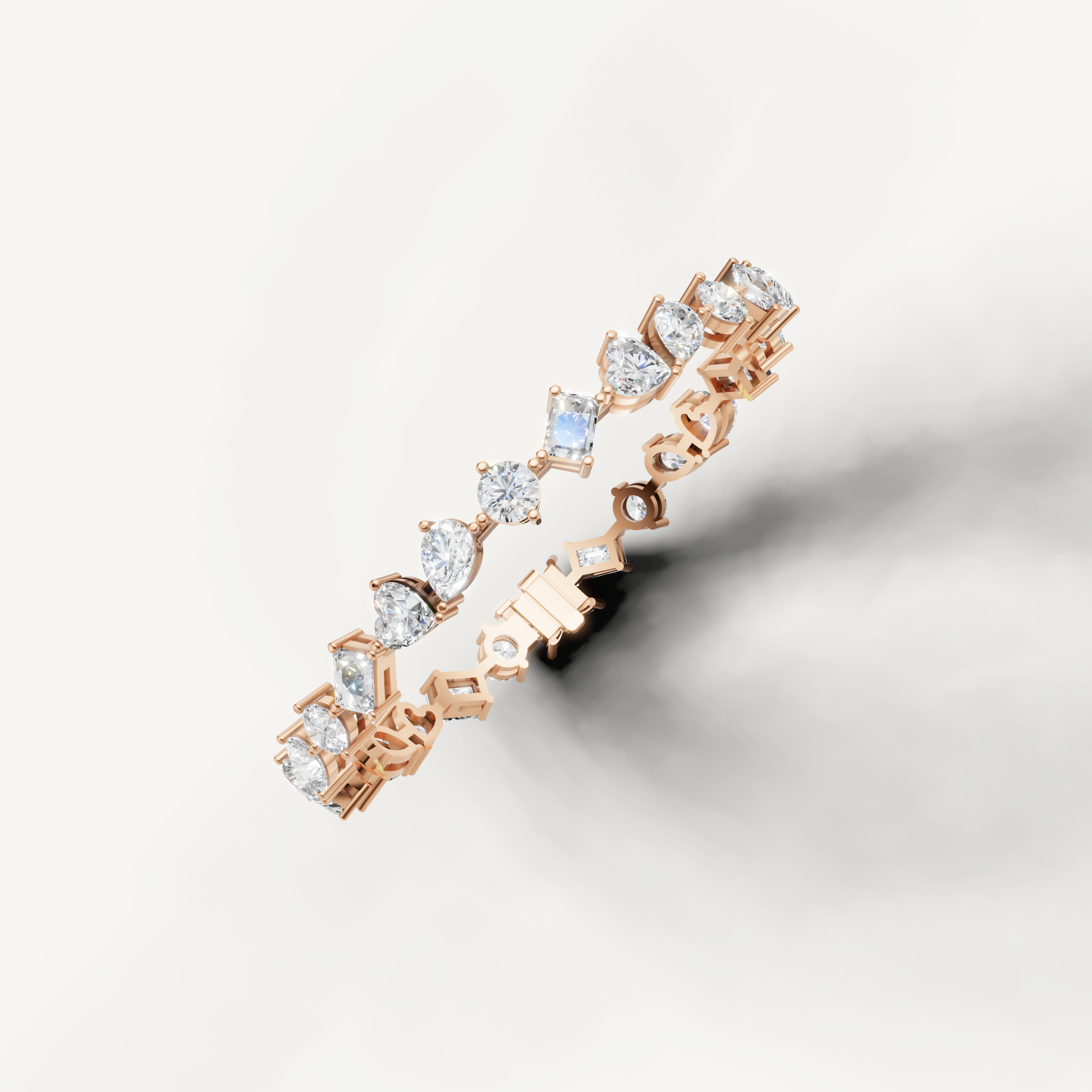 Luxury rose gold bridal bracelet with sparkling mixed cut diamonds Raul Diamonds