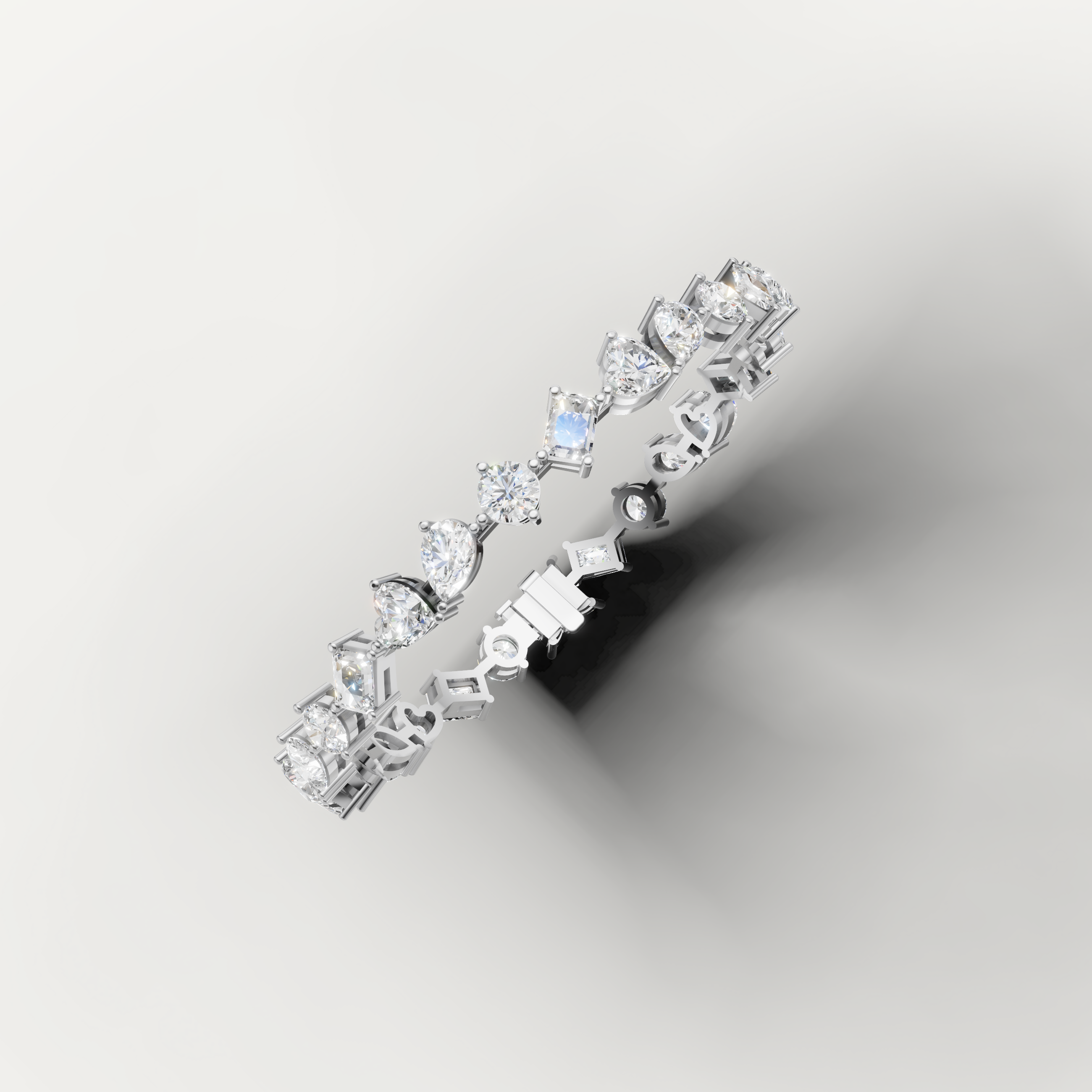 Luxury white gold bridal bracelet with sparkling mixed cut diamonds by Raul Diamonds