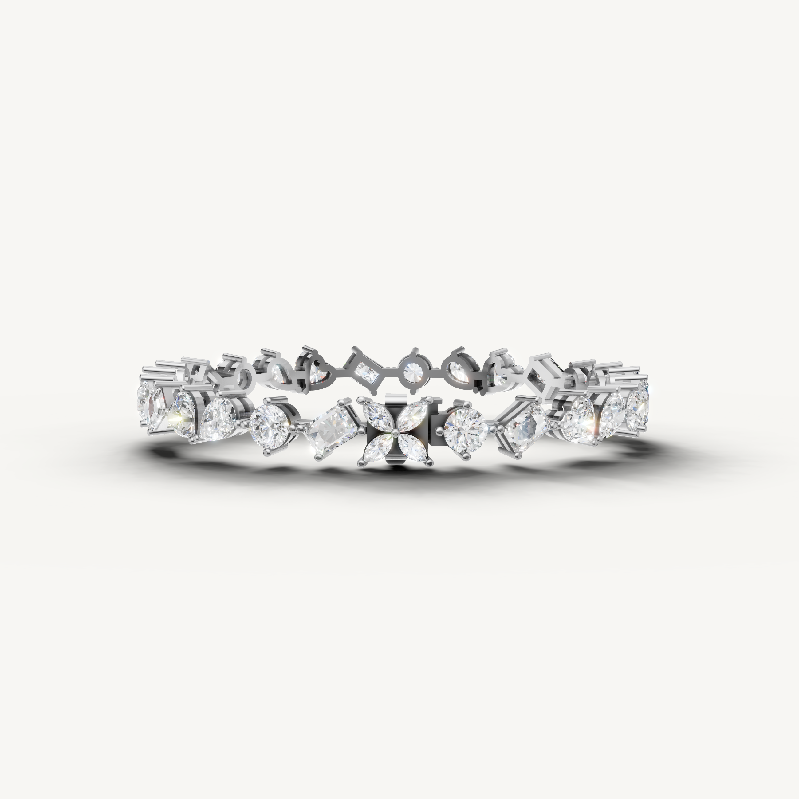 Raul Diamonds white gold mixed shape diamond bracelet with timeless luxury style
