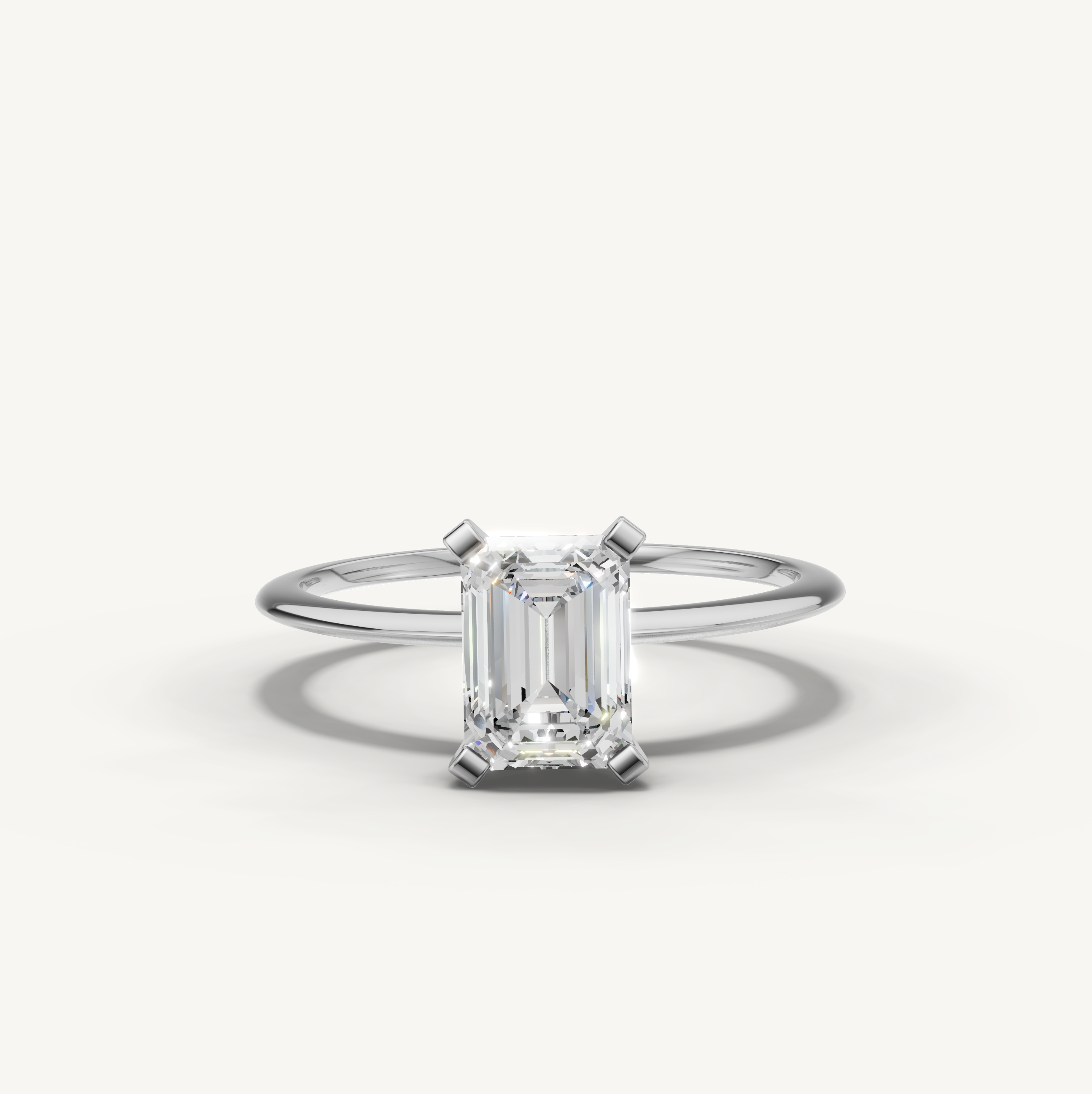 Emerald cut lab grown diamond solitaire engagement ring in white gold by Raul Diamonds