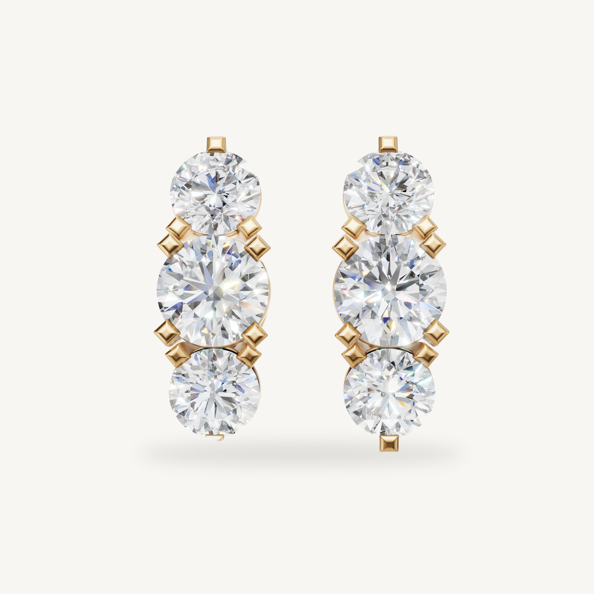 Raul Diamonds yellow gold round diamond drop earrings with timeless luxury sparkle